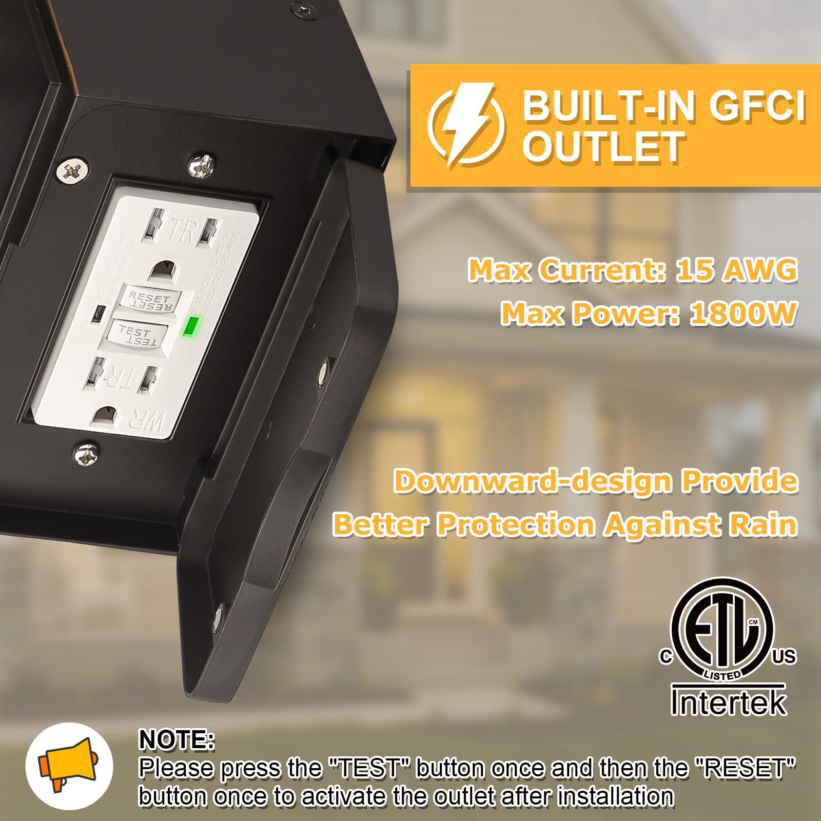 Fandbo Dusk To Dawn Porch Light With Gfci Outlet, Waterproof Aluminum, Bulb Included, Oil-Rubbed Bronze