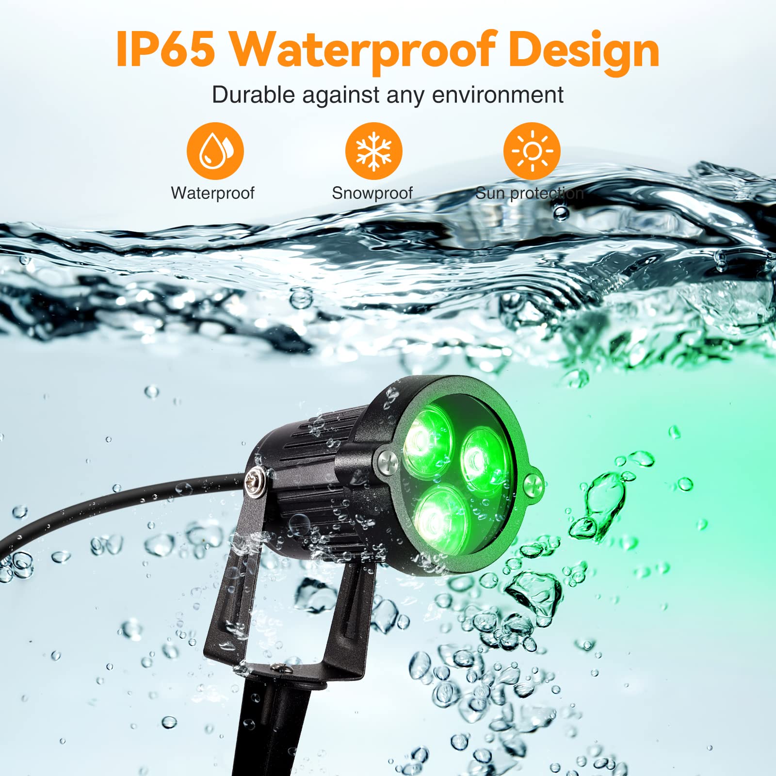 LemonBest® Outdoor LED Landscape Lamp - Water-Resistant, 2 Packs, Green, Aluminum, Model LMT-L0446-04
