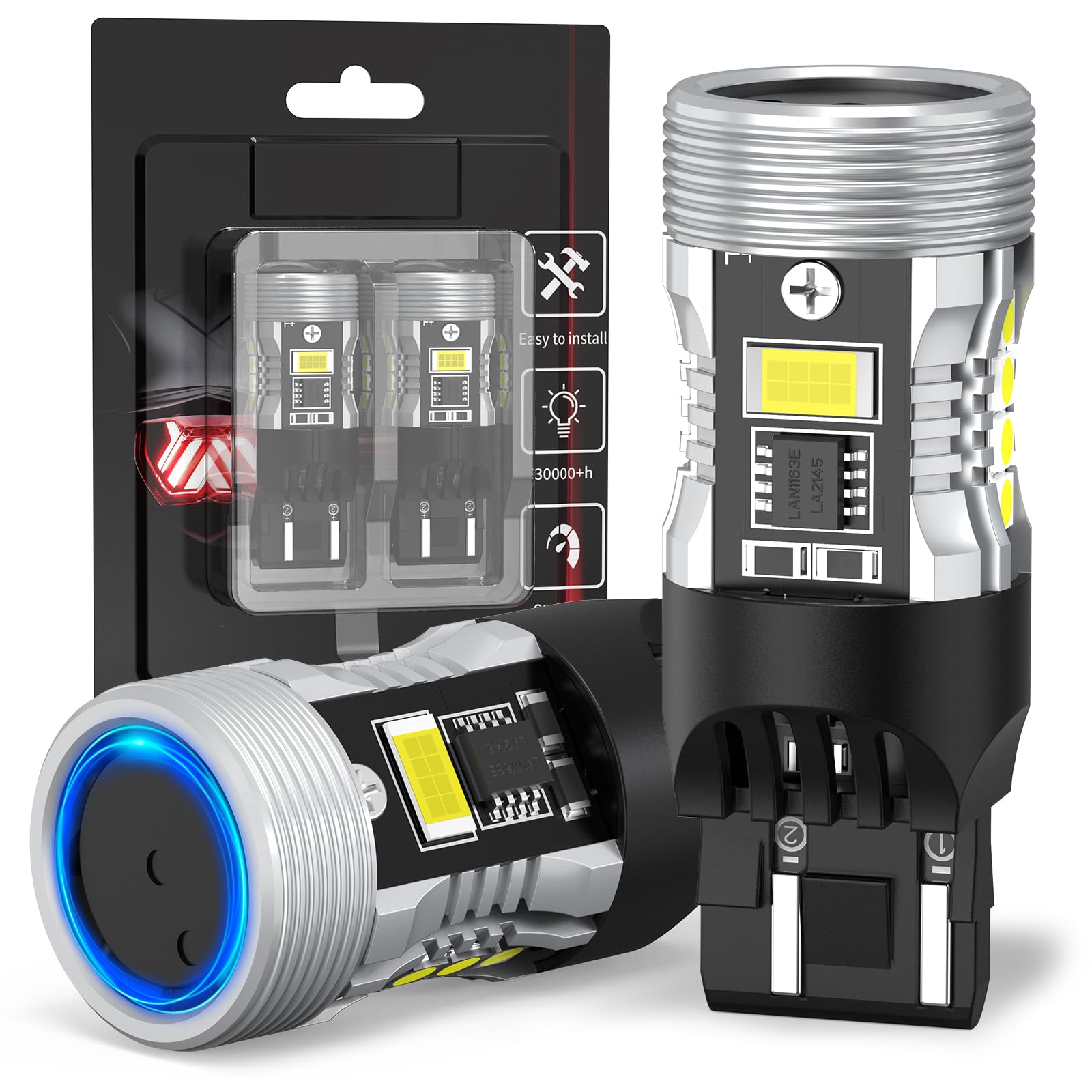 AINOSEIN 7440/7443 LED Bulb White, 3570 Chips, CANBUS Error Free, Built-in Resistor, for Reverse/DRL Backup Light