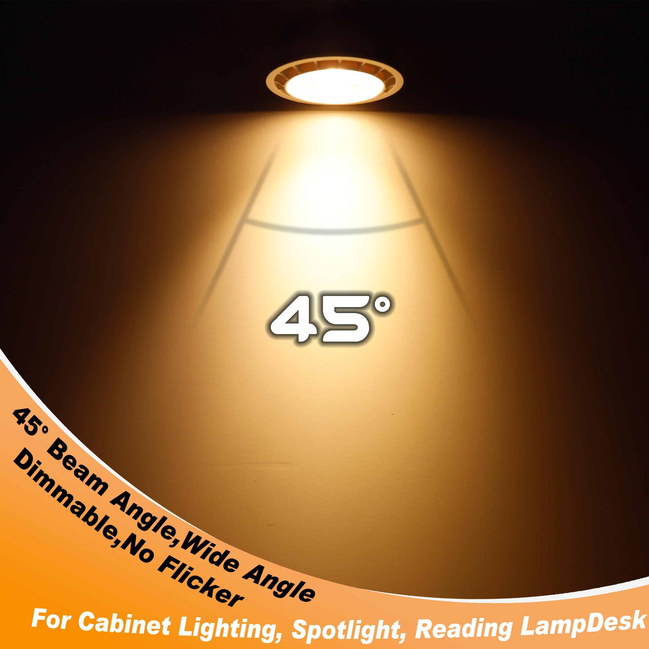 Heifymi Par16 Led Bulbs Dimmable 6W(60 Watt Equivalent) Curio Cabinet Light Bulbs, E26 Medium Base Short Neck Recessed Spotlight
