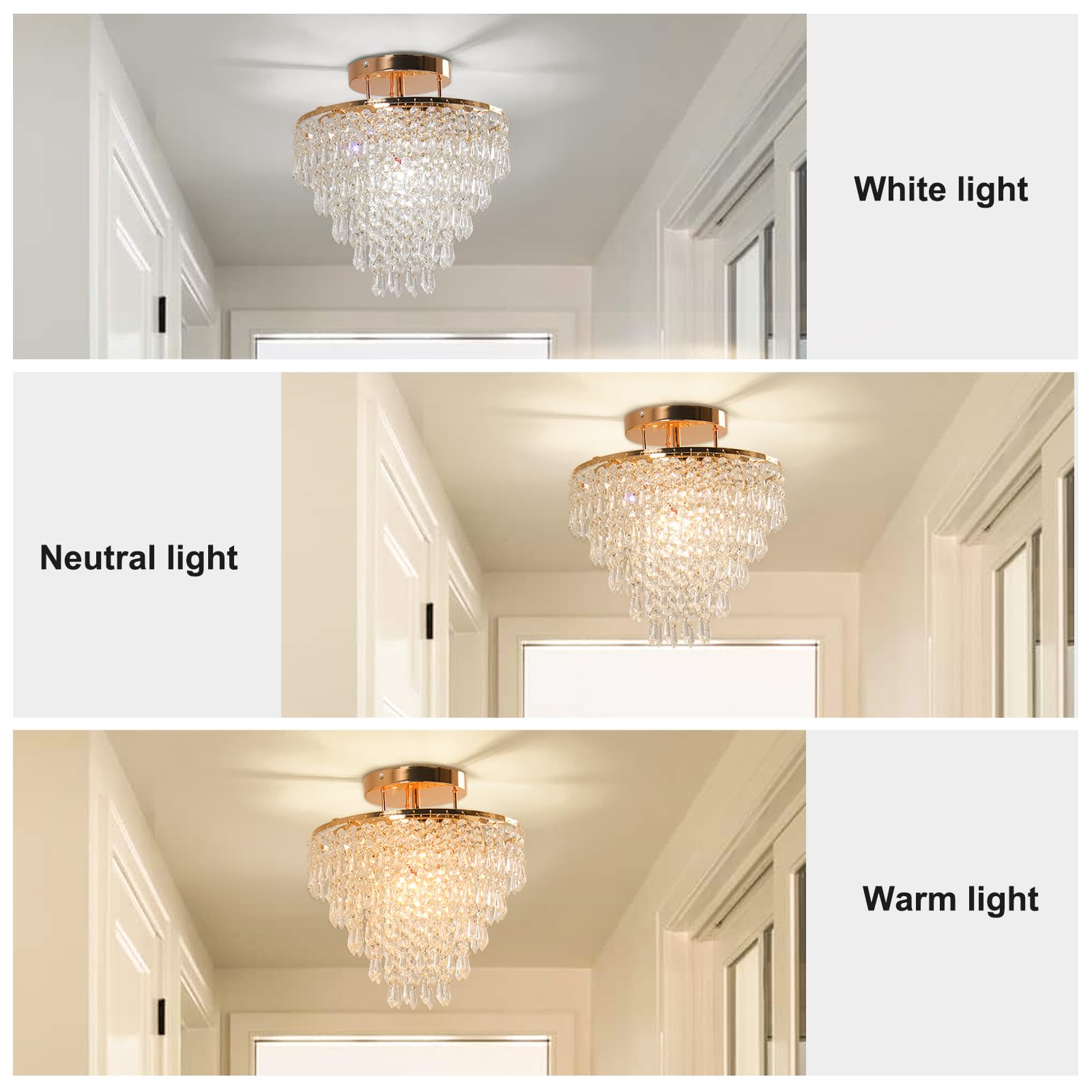 Frixchur 11.8'' Small Crystal Chandelier Light Fixture Mini Crystal Ceiling Light 5 Tiers Raindrops Black Chandeliers For Bedroo