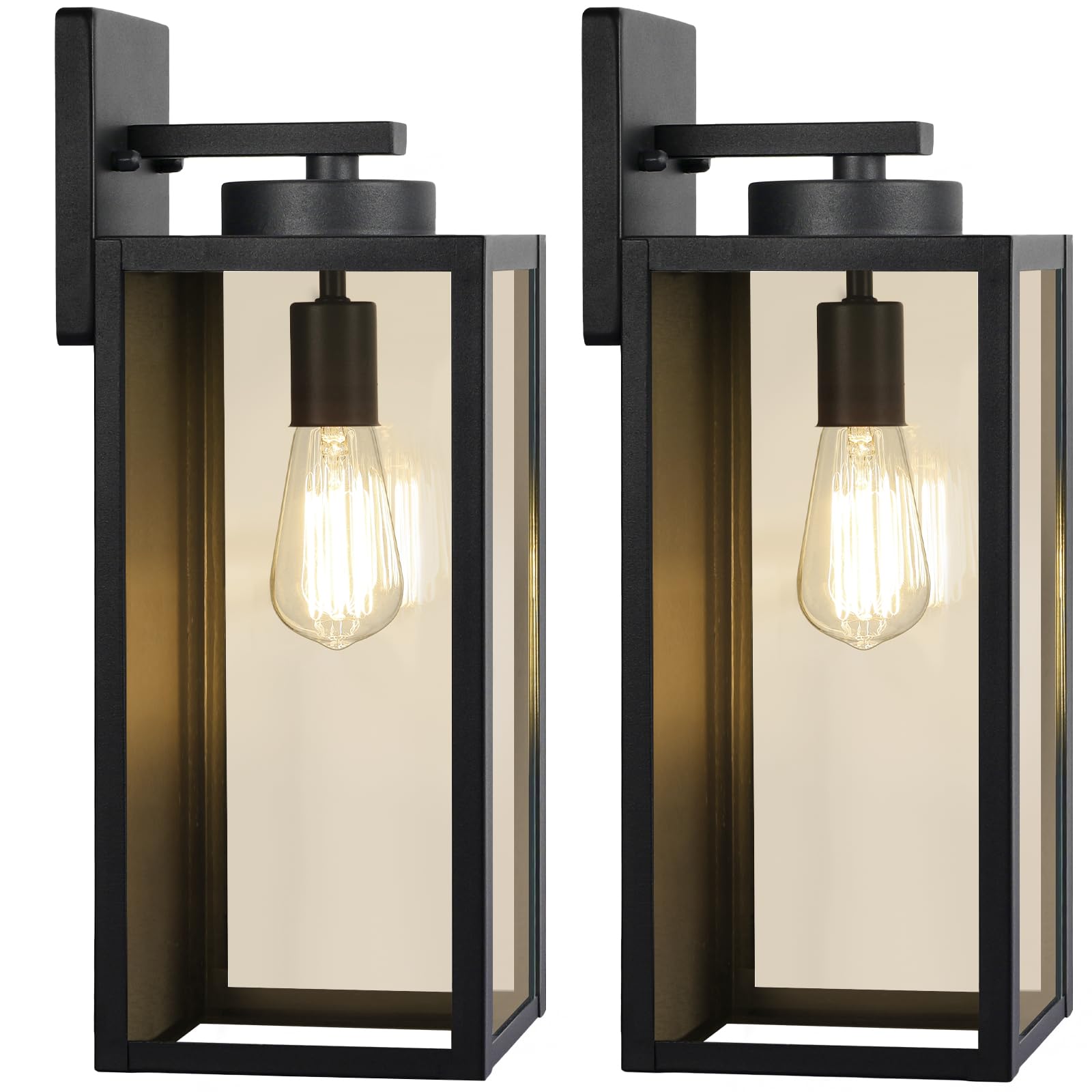 Large Size Outdoor Wall Light Fixtures, Exterior Lighting Fixtures Porch Sconces Wall Mounted, Waterproof Black Outdoor Wall Lanterns Lamps, Outside Lights for House Patio Front Door Entryway, 2-Pack