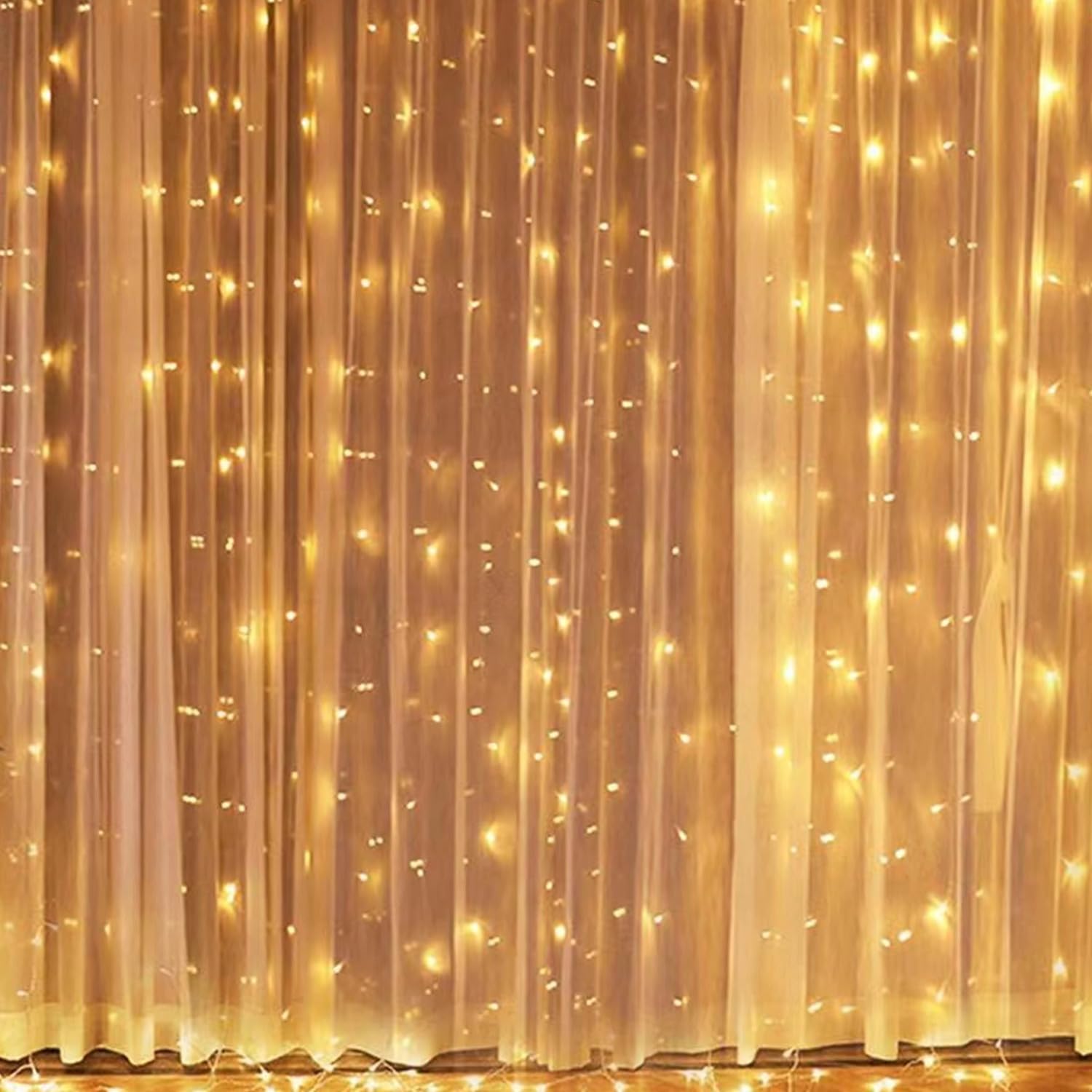LED String Fairy Curtain Light 300 LED Lights 8 Modes Control Decoration USB Powered Lights for Curtain Christmas Bedroom Party 