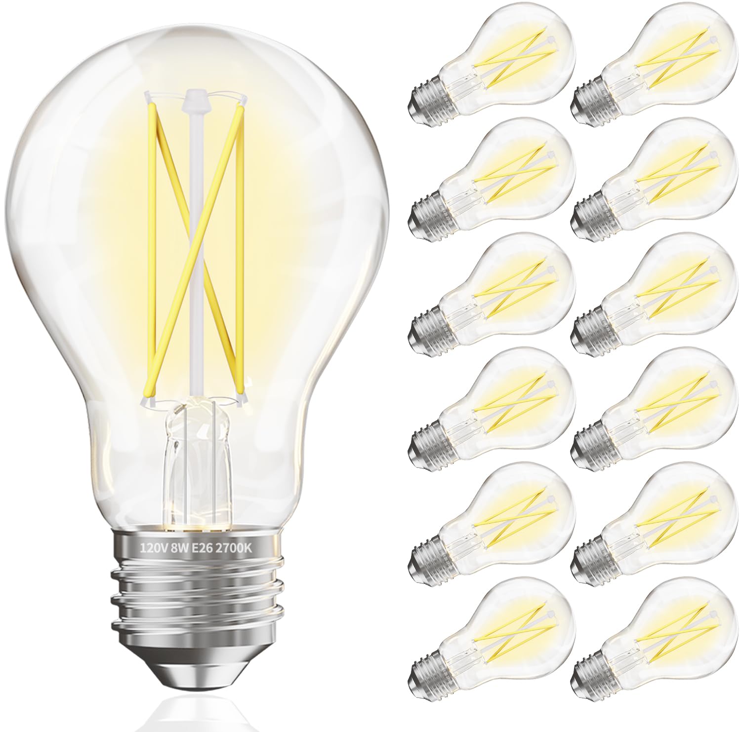 Volivo A19 Vintage Led Edison Bulbs, Dimmable Light, 7W Equivalent 60W Incandescent, 2700K Warm White, 800 Lumens, E26 Standard 
