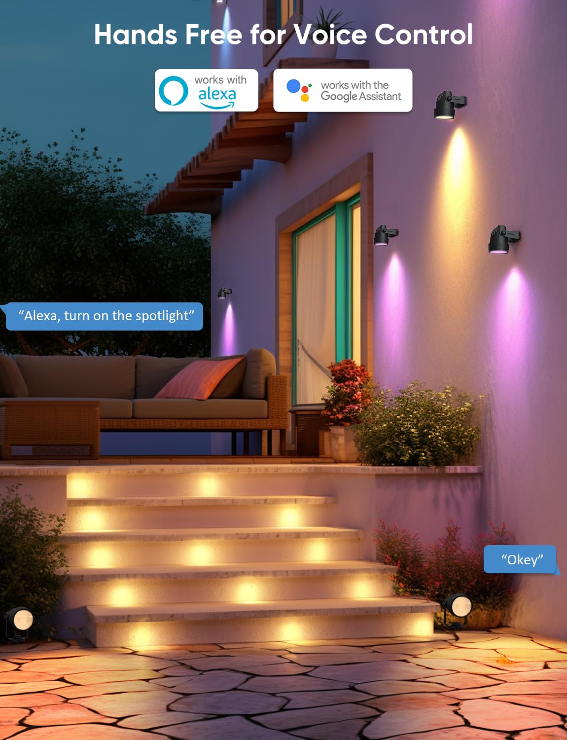 APPECK RGBW Outdoor Spot Lights, IP65 Waterproof Landscape Uplighting, 6 Pack, Black, Model C6612-D