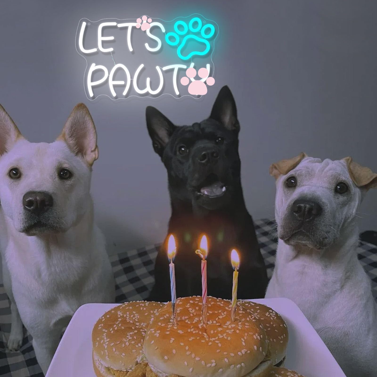 BerniceKelly Neon Sign - Dimmable USB Paw Print Light for Dog Cat Birthday Party - New Warm White - Model SJ-89