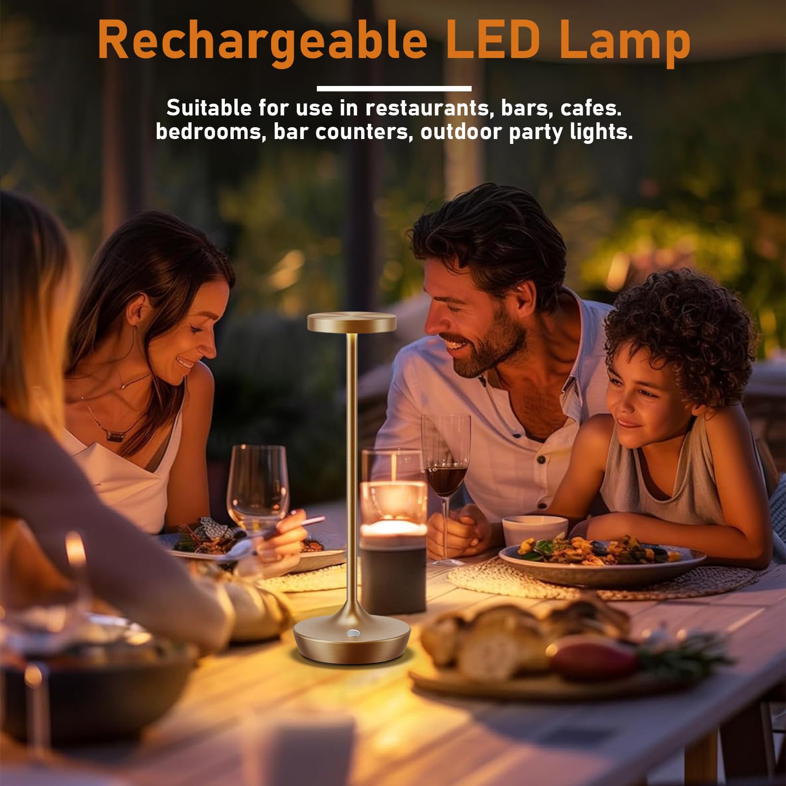 Tpczqj 2 Pack LED Cordless Table Lamps - Rechargeable, Touch Control, Waterproof, Bronze