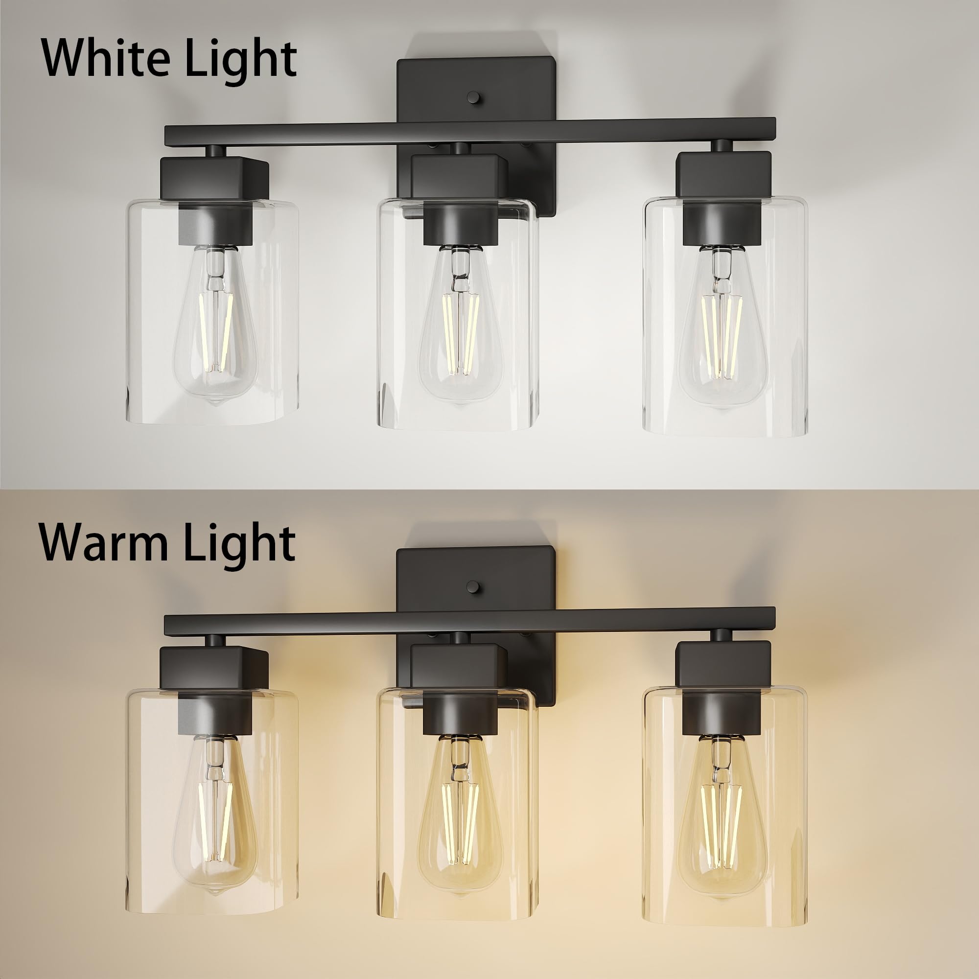 Espird 3 Light Brass Gold Vanity Light - Brushed Gold Bathroom Light Fixtures Square Design & Ul Certification, Square Vintage B