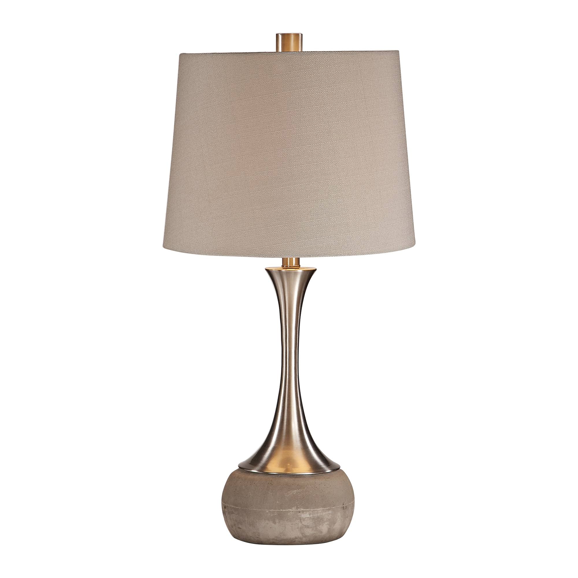 Uttermost Niah Table Lamp - 1 Light, Brushed Nickel/Natural Concrete, 14inW x 27.75inH x 14inD, Model 27875-1