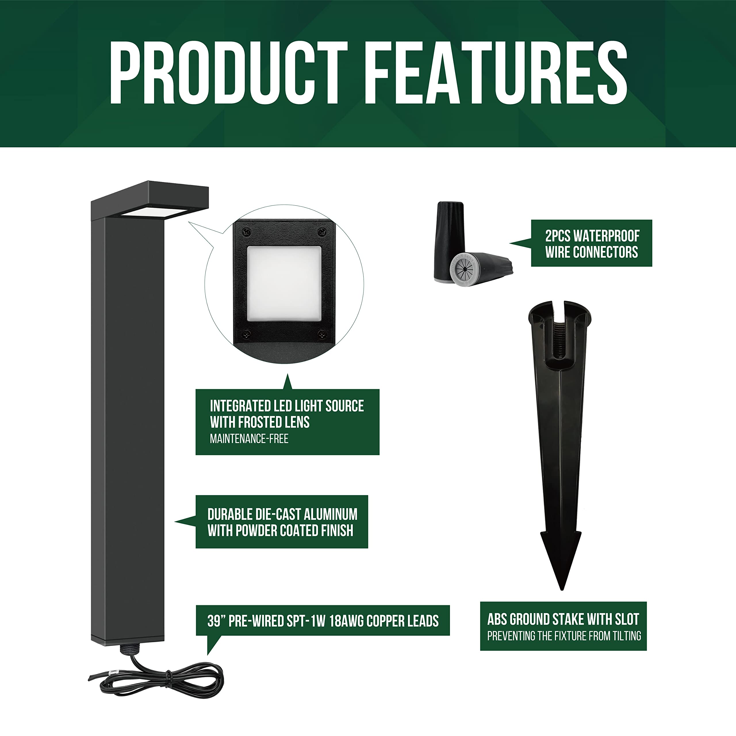 Gkoled 8-Pack Low Voltage Landscape Pathway Light Fixture, 9-15V Ac/Dc Outdoor Walkway Lighting With 3W Led Chips For Yard Lawn,