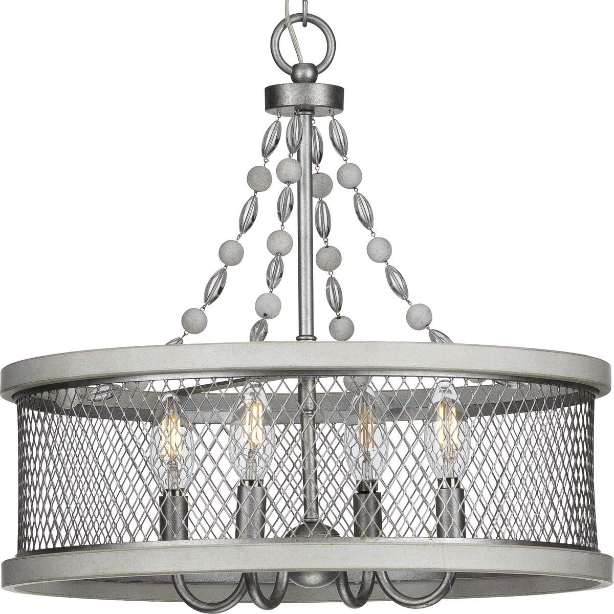 Progress Lighting Austelle Collection 4-Light Farmhouse Chandelier Light Galvanized