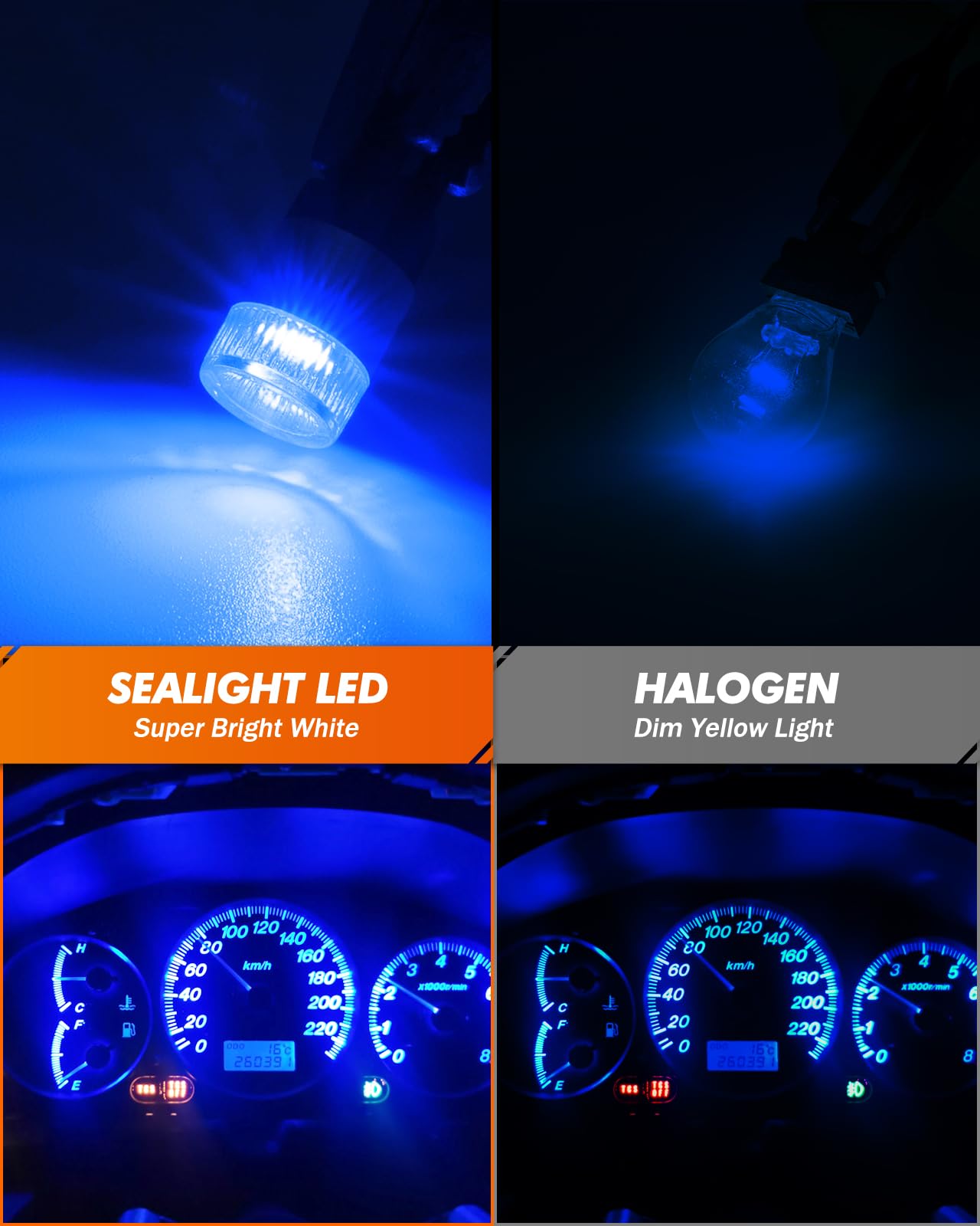 Sealight 194 Led Bulb Blue, 168 2825 T10 W5W Bright Led Chips, Dashboard Light, Dome Light, Map Light, Door Light, Courtesy Ligh