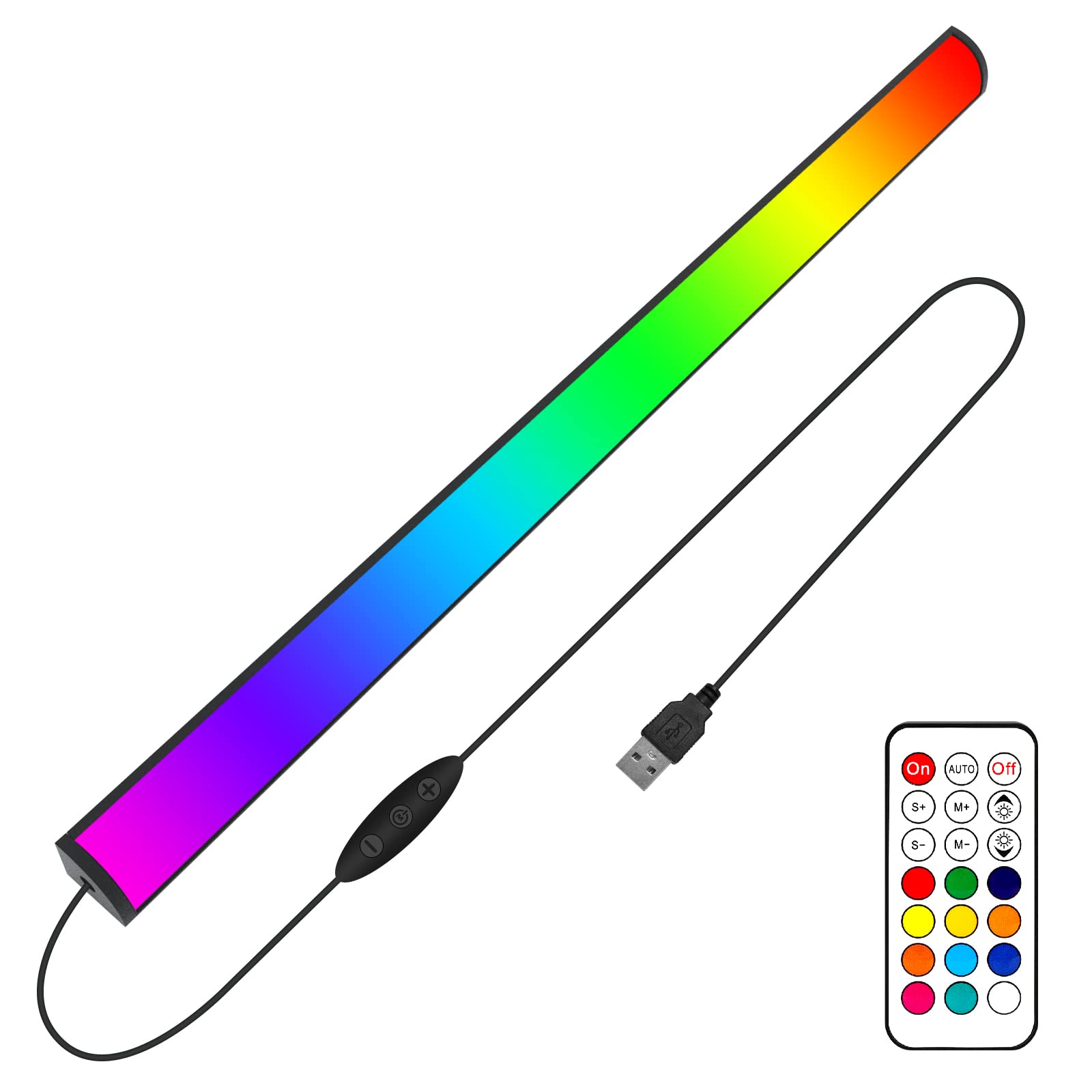 Ferswe RGBIC Under Monitor Light Bar, Multicolor, Dimmable, Remote Control, USB Powered