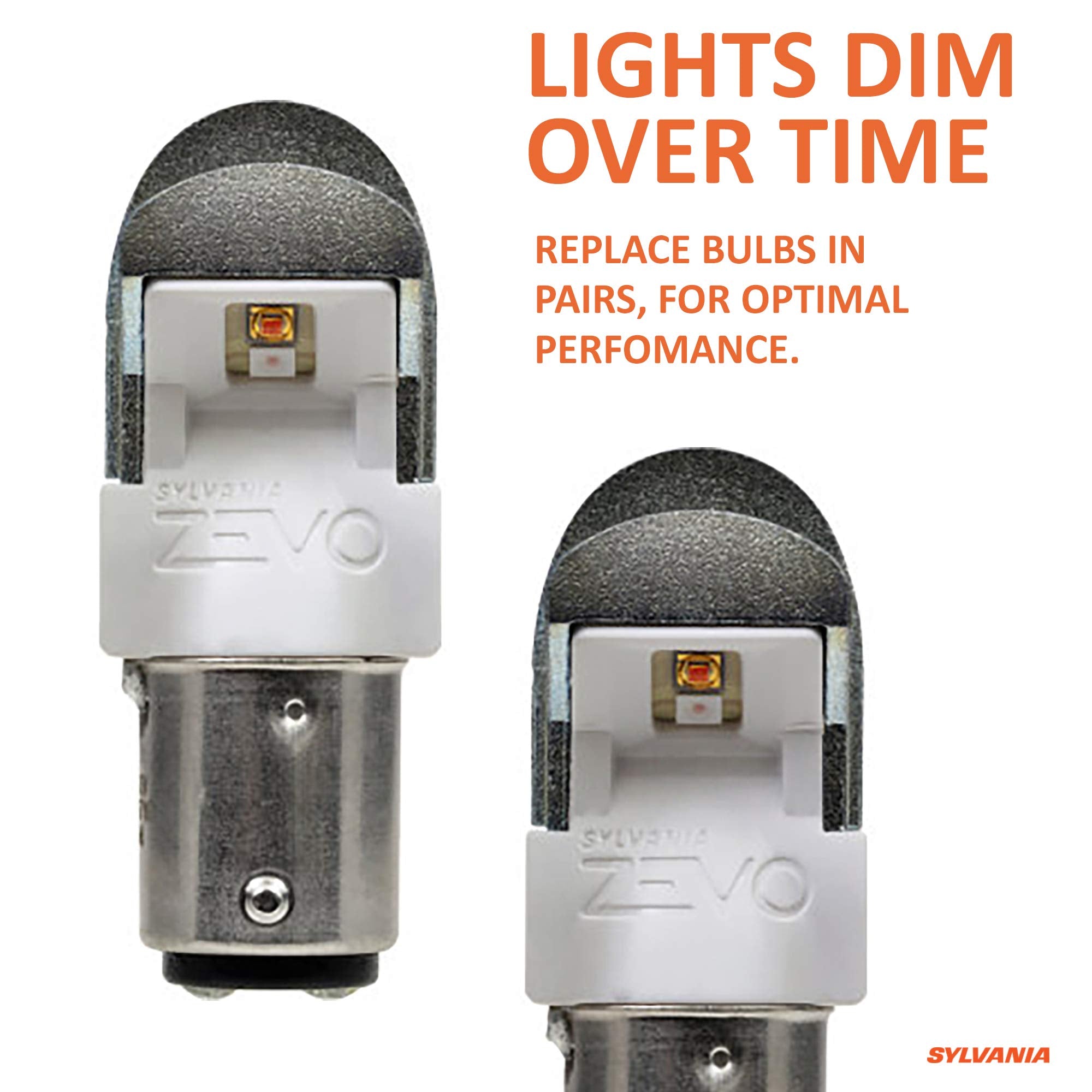 SYLVANIA 1157 ZEVO LED Bulb - Amber, Bright LED for Park/Turn Lights, 2-Pack