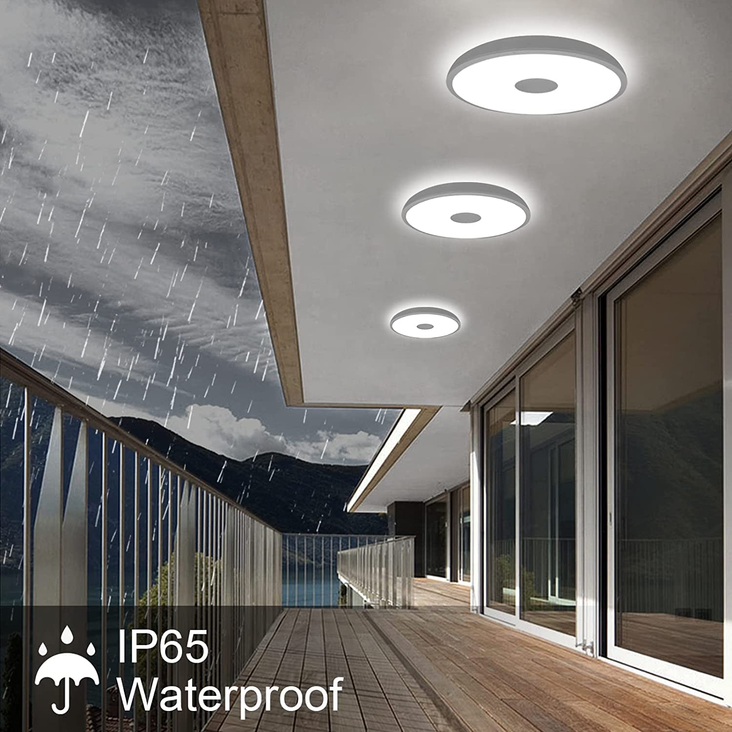 Horevo 18W Led Waterproof Ceiling Light With Bluetooth Speaker & Remote, Color Changing, White