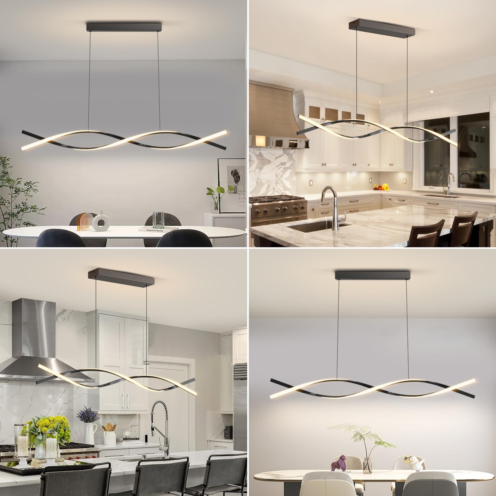 Lannlker 47In Modern Led Pendant Light, Dimmable Chandelier With Remote, Adjustable Color Temp