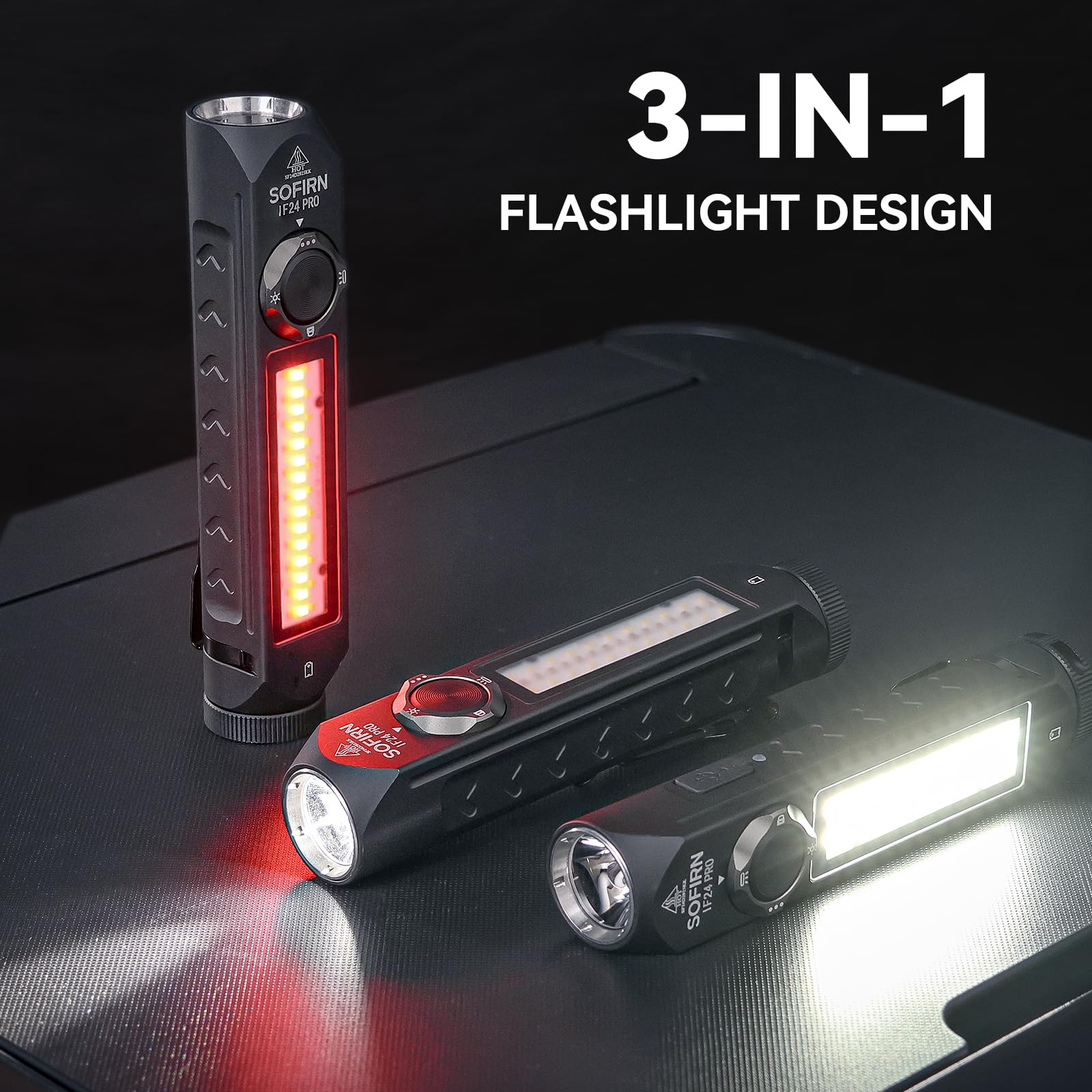 Sofirn If24 Pro 1800Lm Rechargeable Waterproof Flashlight - Magnetic Red Light, Camping Led