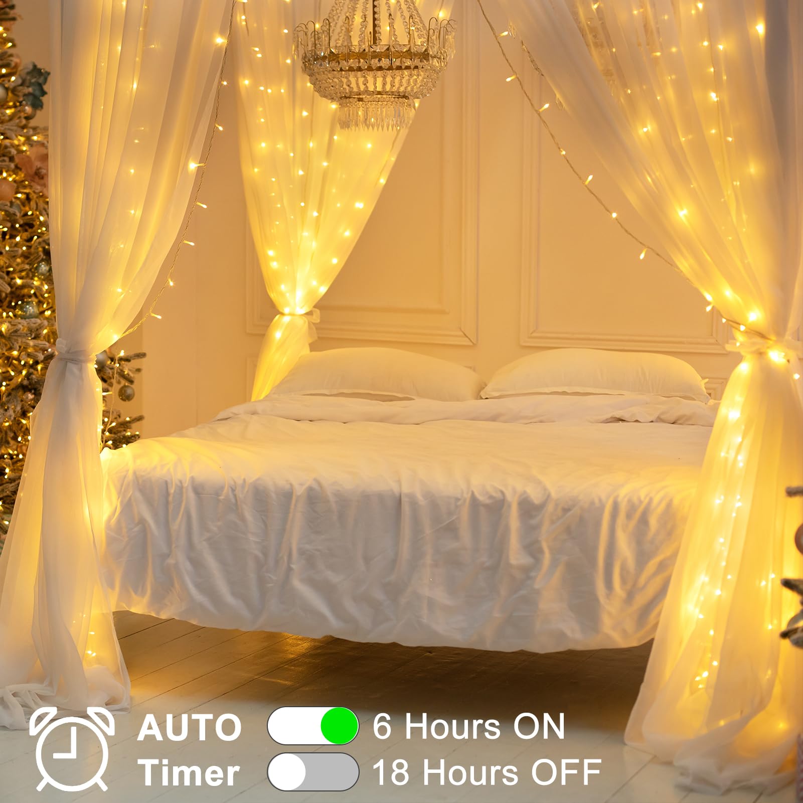 4 Pack String Lights Battery Operated, Each 23Ft 70 Led Christmas Lights With Timer 8 Modes Twinkle Fairy Light Clear Wire For W