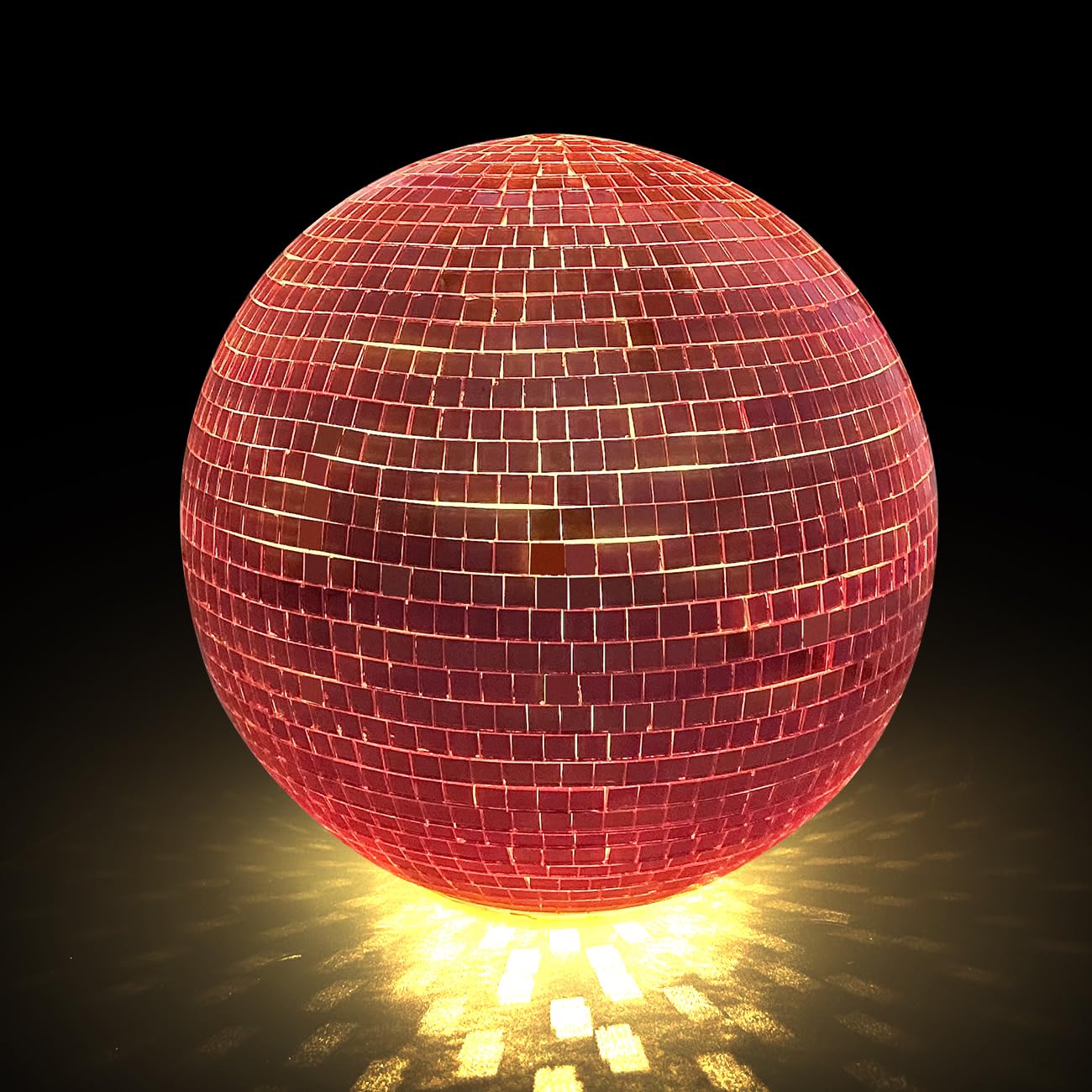 IJG Pink Disco Ball - 6 Inch Reflective Plastic Home Art Decoration, Warm Light, Bar Ornament