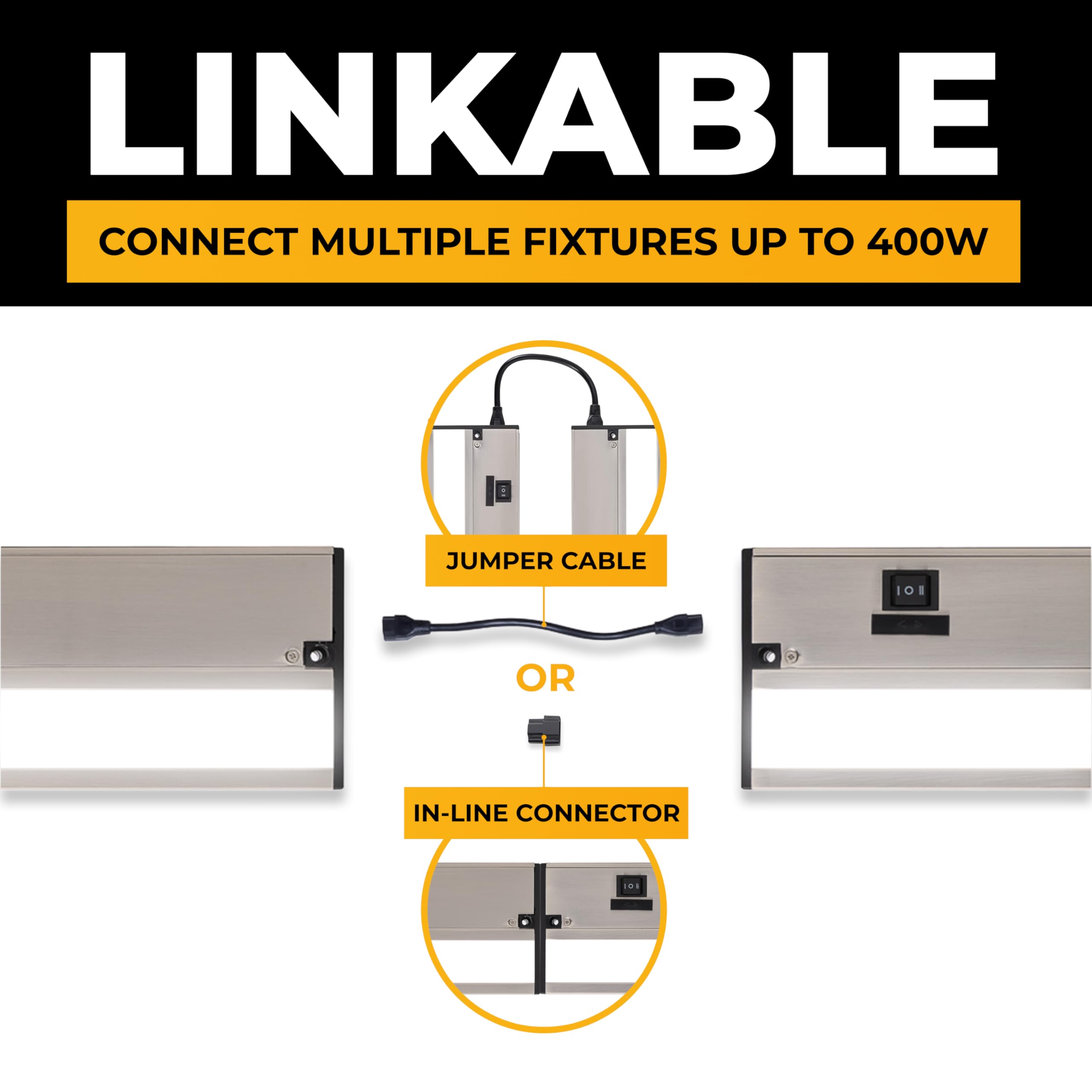 Led Under Cabinet Lighting Hardwired - 3Cct 24 Inch Satin Finish - Undercabinet Lights For Kitchen - Linkable Undercounter Dimma