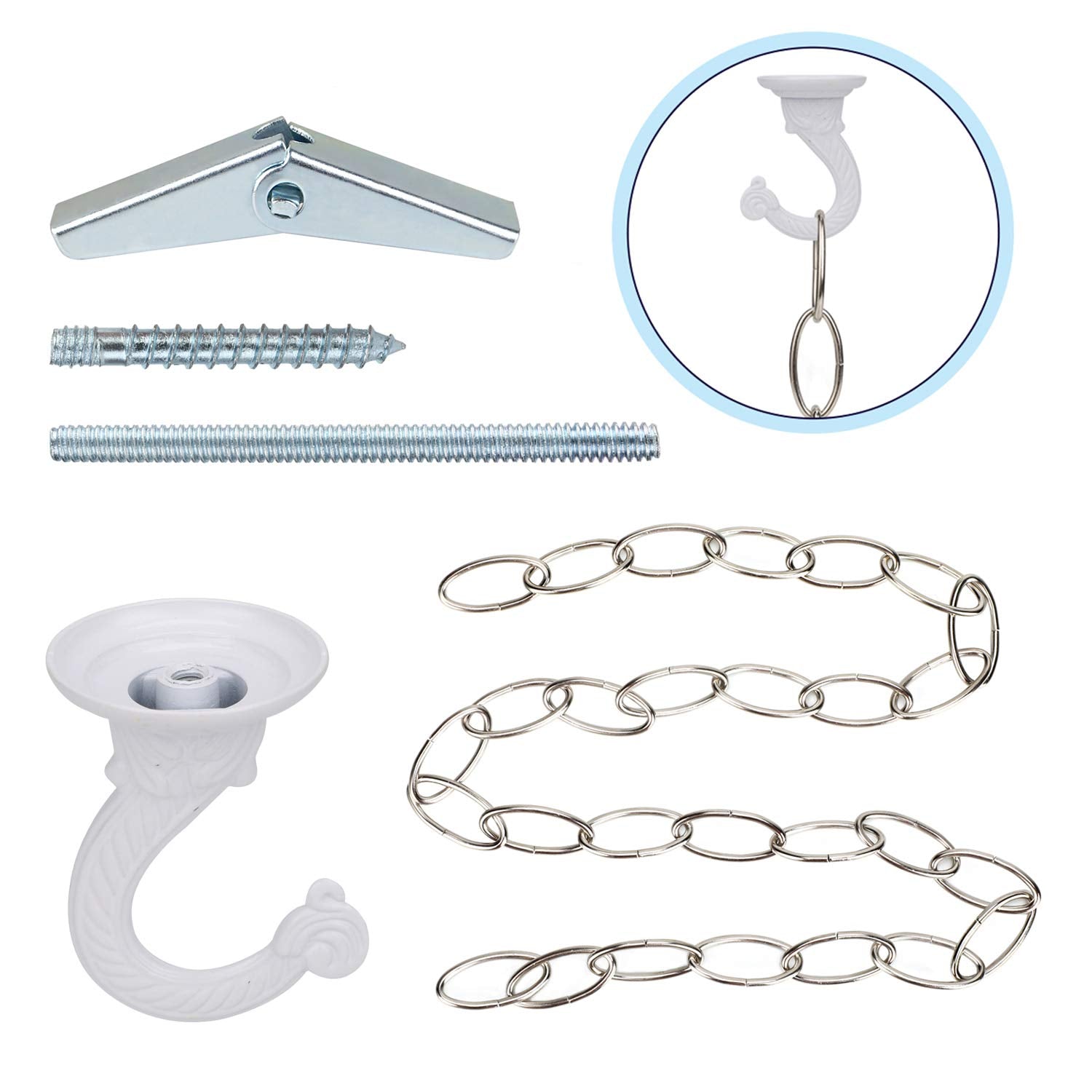 Ootsr Metal Ceiling Hook, Heavy Duty Ceiling Hook And Chain Extension For Hanging Plants/Chandeliers/Clothes/Indoor & Outdoor Us