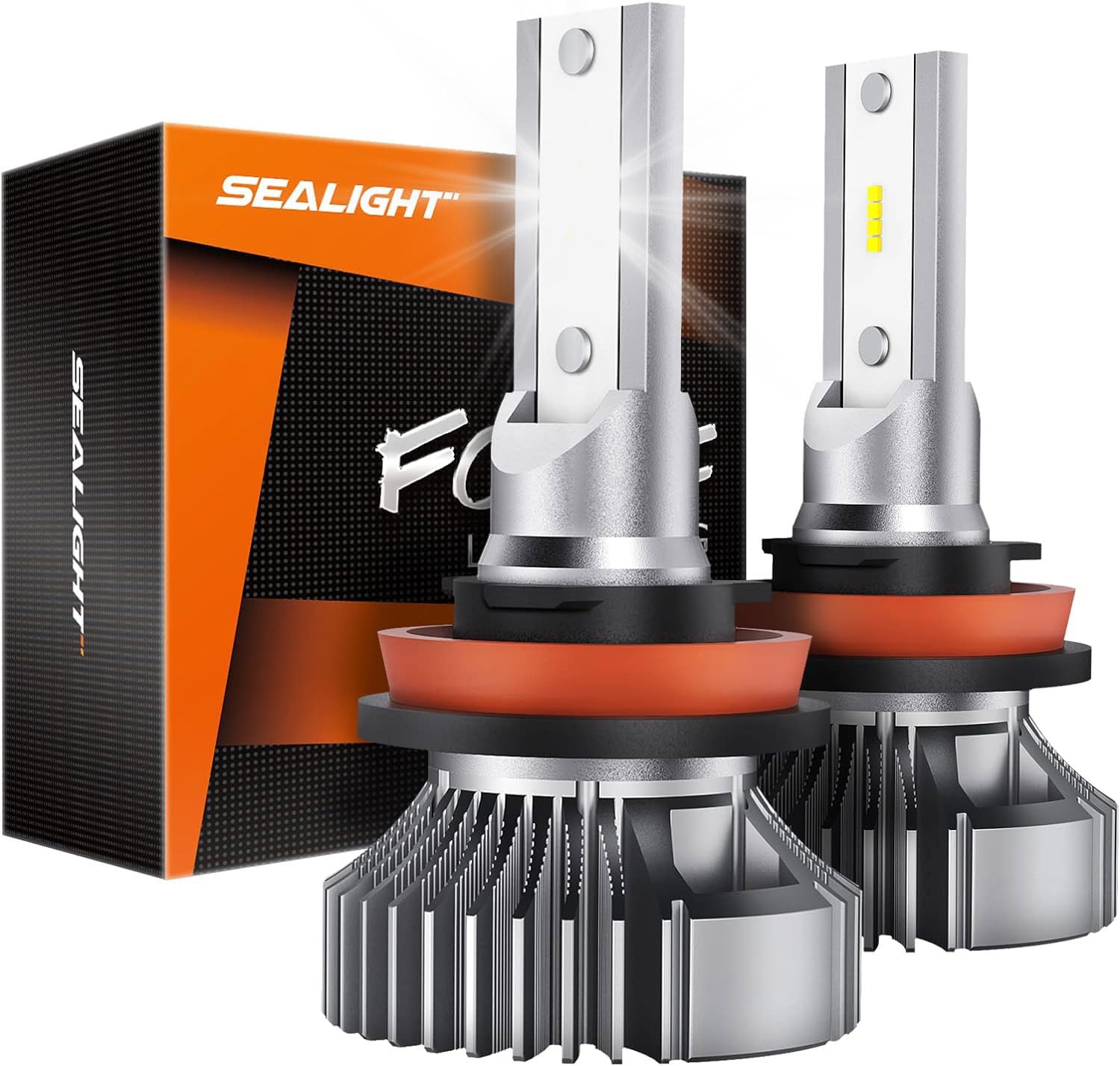 SEALIGHT H11 H8 LED Fog Light Bulbs, 400% Brightness, 6500K Cool White, Non-polarity, Pack of 2