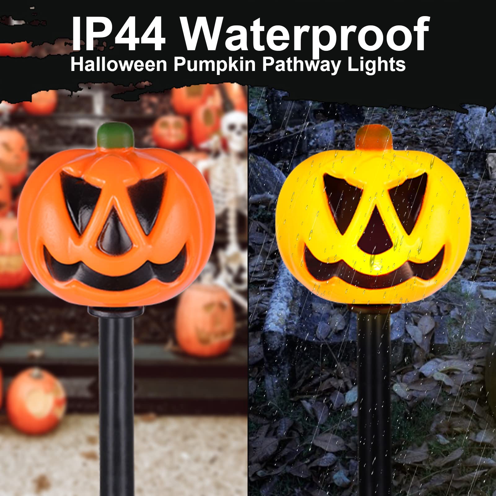 Halloween Pumpkin Stake Lights, Set Of 10 Decorative Solar Pumpkin Lights, Waterproof Halloween Decorations For Outdoor Garden And Yard (Pumpkin)