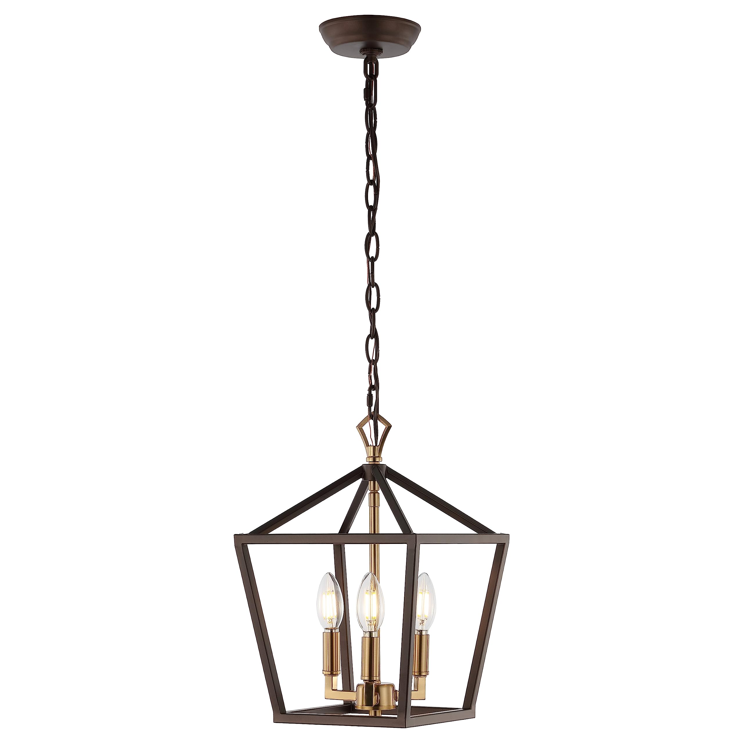 JONATHAN Y JYL7601D Pagoda 10'' 3-Light Iron Classic Modern Lantern Bohemian, Cottage, Farmhouse, Rustic, Transitional LED Penda