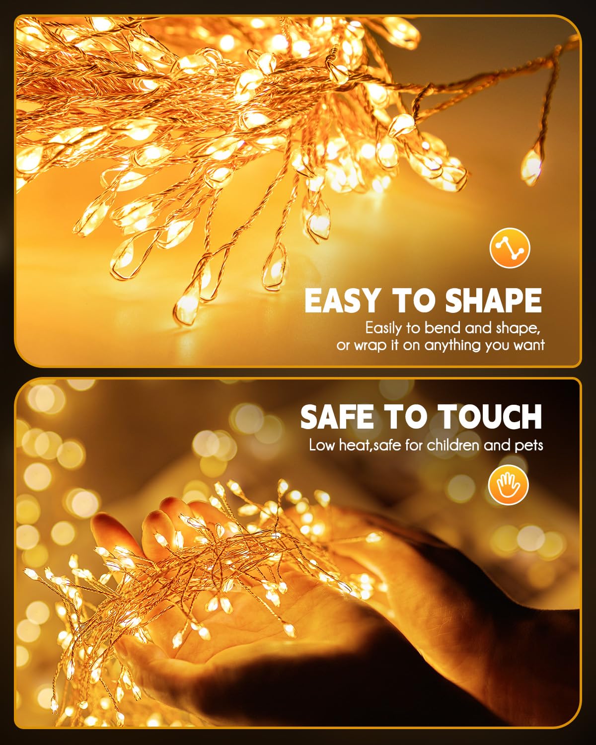 Brightown Solar String Lights, 39.2Ft 480 LED, 2 Pack, Warm White, Waterproof, 8 Modes, Fire er Twinkle Lights for Outdoor Use