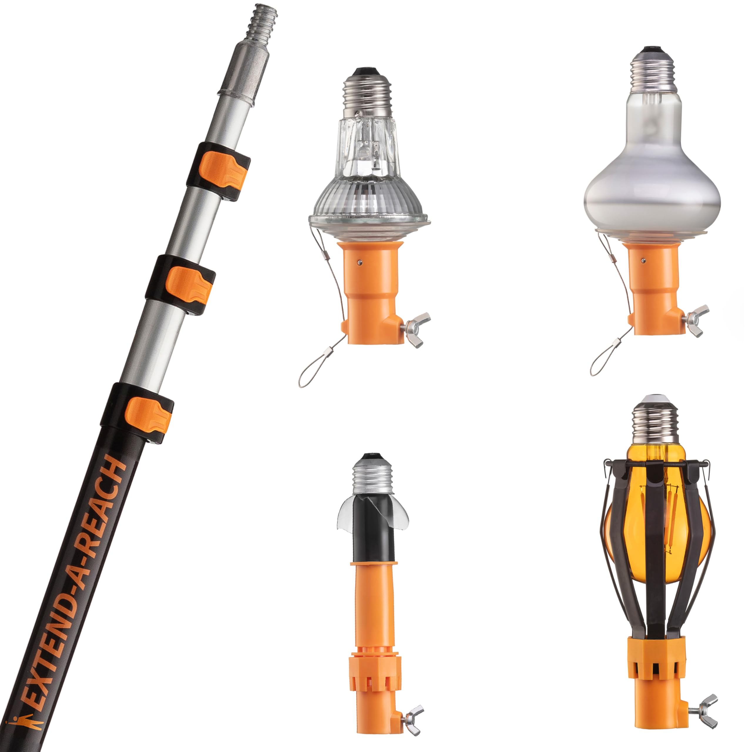 4-12 Ft Telescopic Light Bulb Changer For High Ceilings // Light Bulb Remover Tool High Ceilings Kit With Suction Cups, Basket A