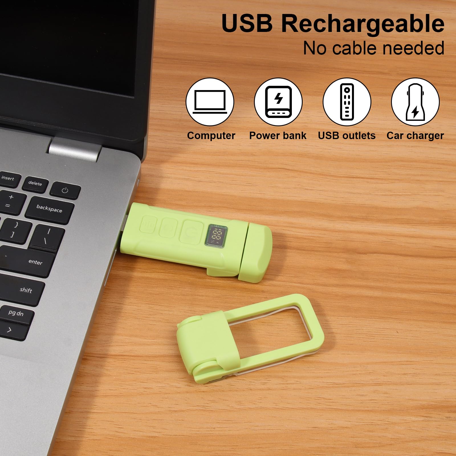 Bsdgeclogy 24 LED Rechargeable Book Light - Eye-Caring, 3 Color Temperatures, Lightweight Clip-On, Green, Digital-Timer