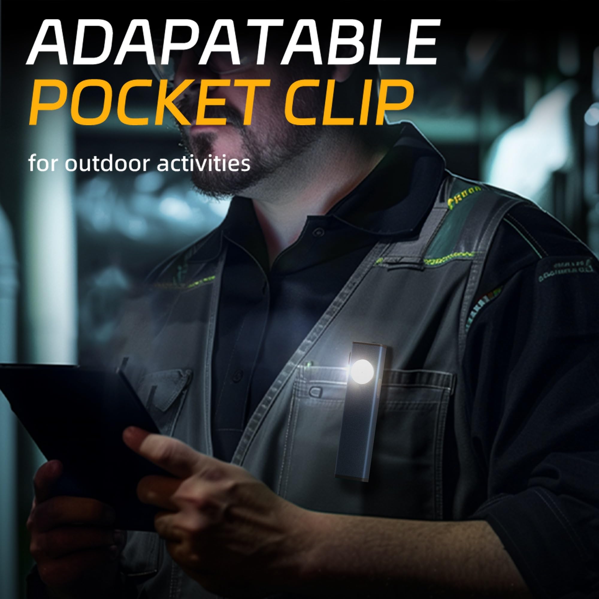 Lexall Rechargeable Work Light, 600 Lumens Portable Led Flashlight, Magnetic Cob Flat Task Light With Pocket Clip, 3 Modes, Pocket Pen Inspection Light For Repairing, Camping, Hiking, Emergency(1 Pc)