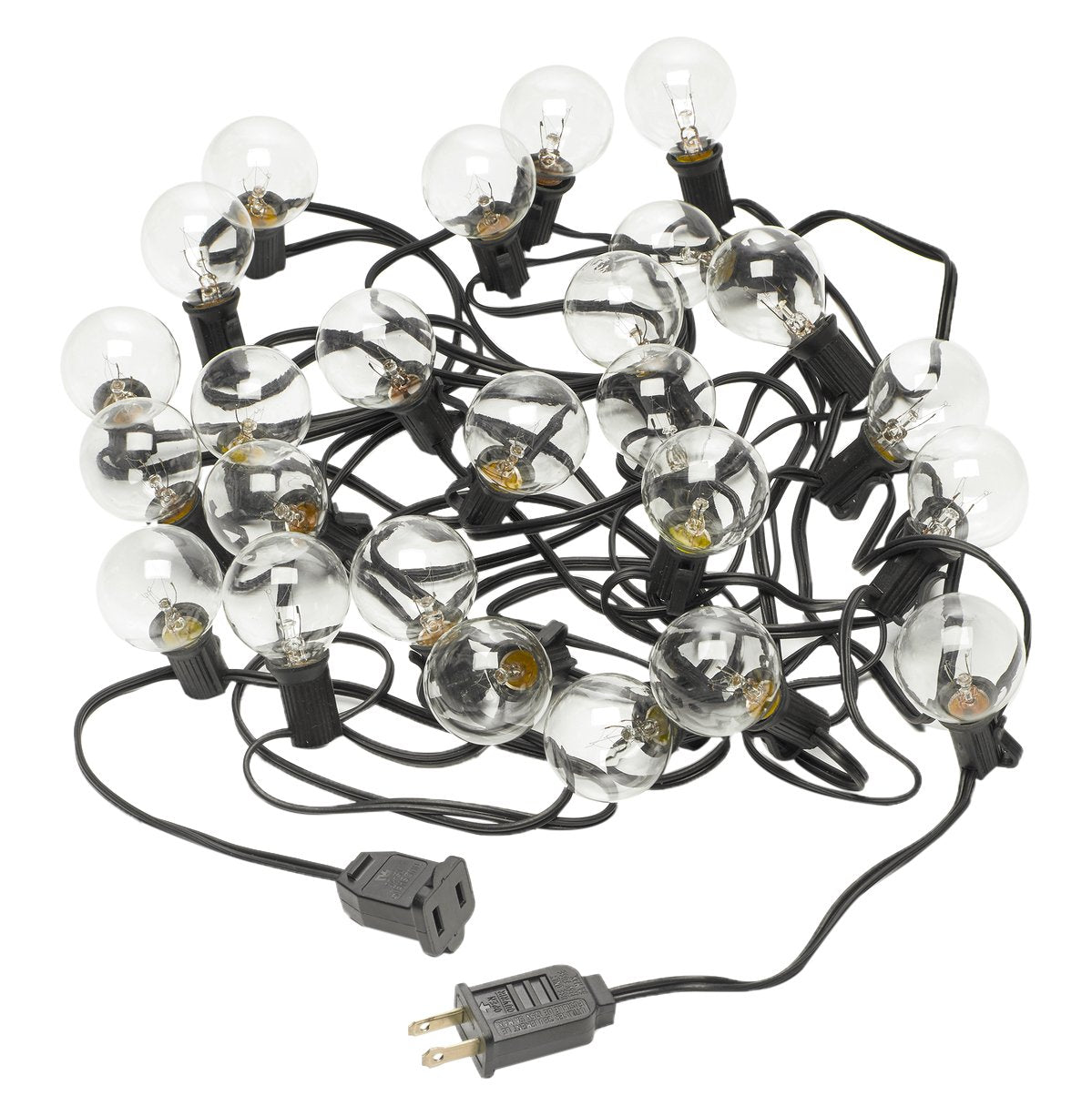 Radiance G40 Globe Lights, 25 ft Black Wire, Clear Glass Bulbs, Model RAD-0001