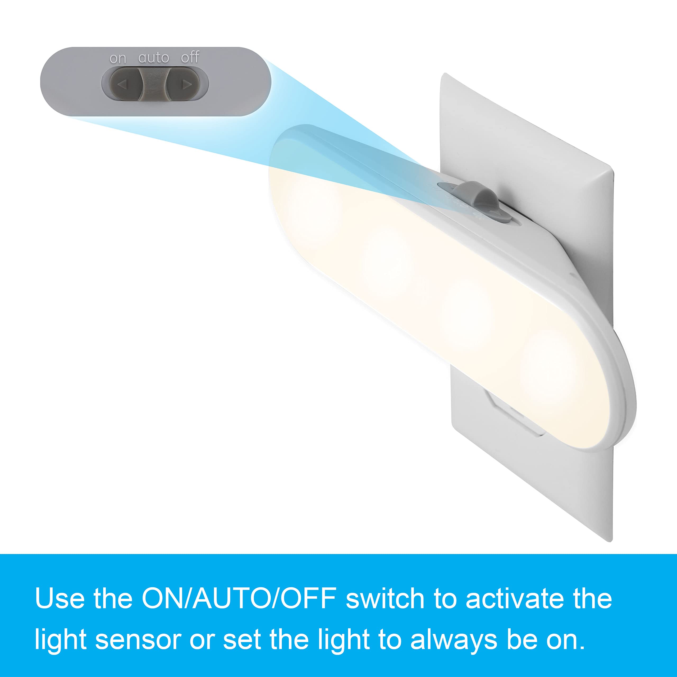 GE Ultrabrite LED Light Bar Night Light, 100 Lumens, Dusk-to-Dawn Sensor, 2 Pack, White, Model 46707