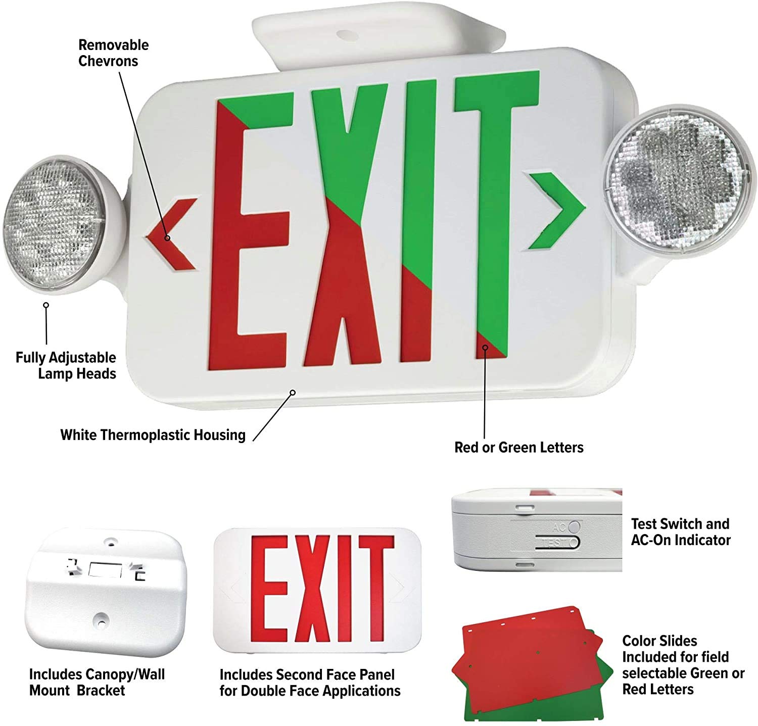 Compass Ccgrc Hubbell Lighting Led 2 Head Emergency Light, White
