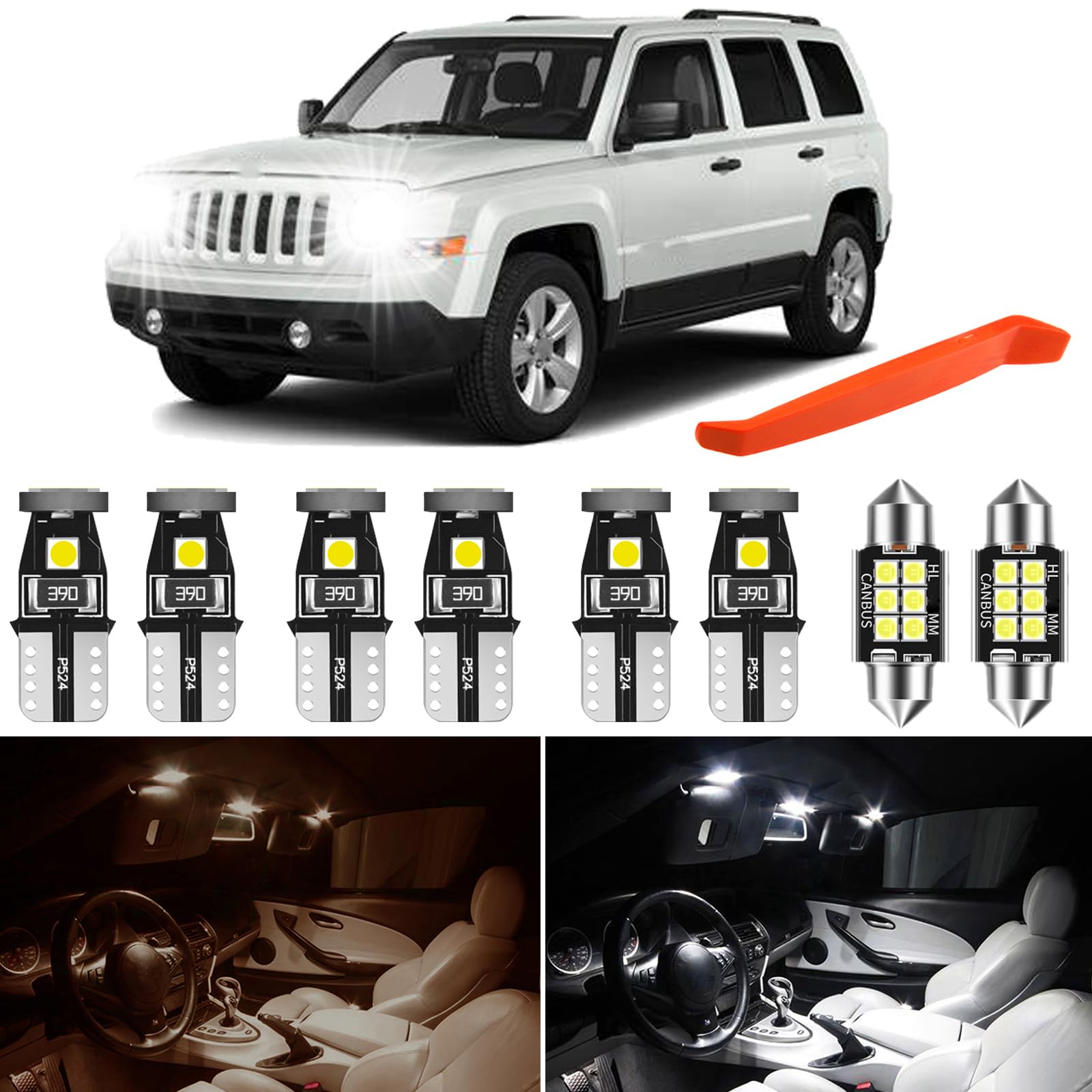 Winetis Led Interior Lights Bulb Kit Replacement For 2007 2008 2009 2010 2011 2012 2013 2014 2015 Jeep Patriot Map Dome Door Tru