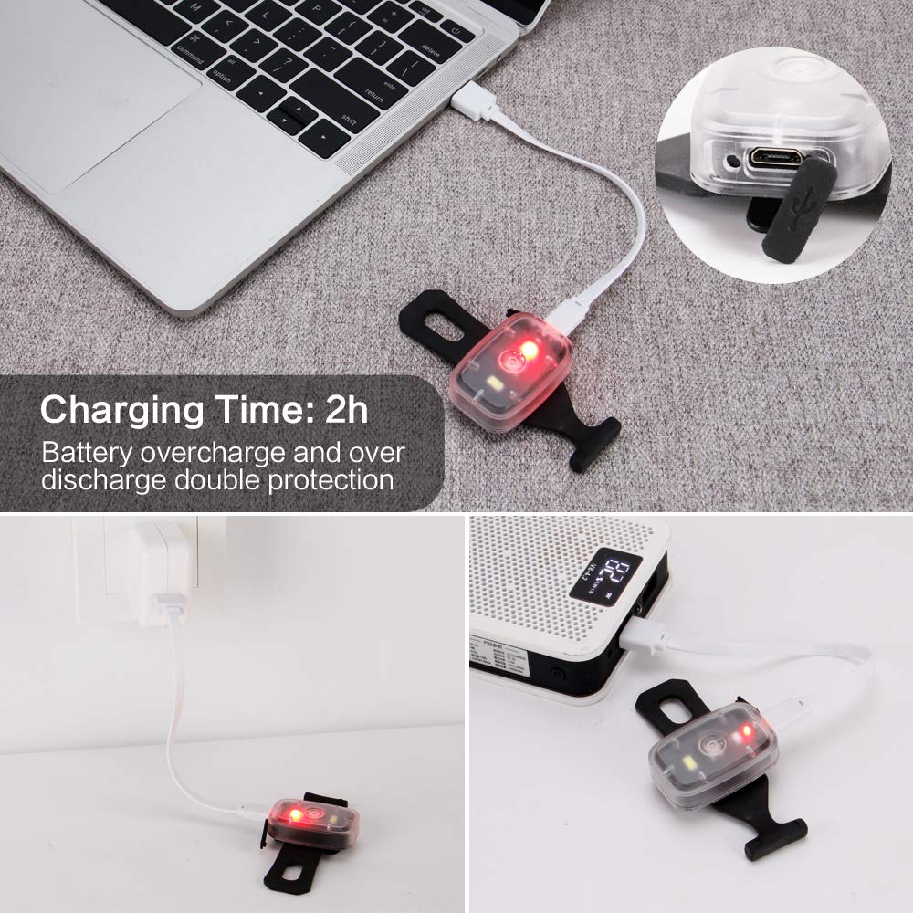 Led Safety Light, Clip On Strobe/Running Lights For Runners, Bike Tail Light With 5 Lighting Modes, High Visibility Accessories For Cycling, Hiking, Dogs And Kids (4-Pack Black)