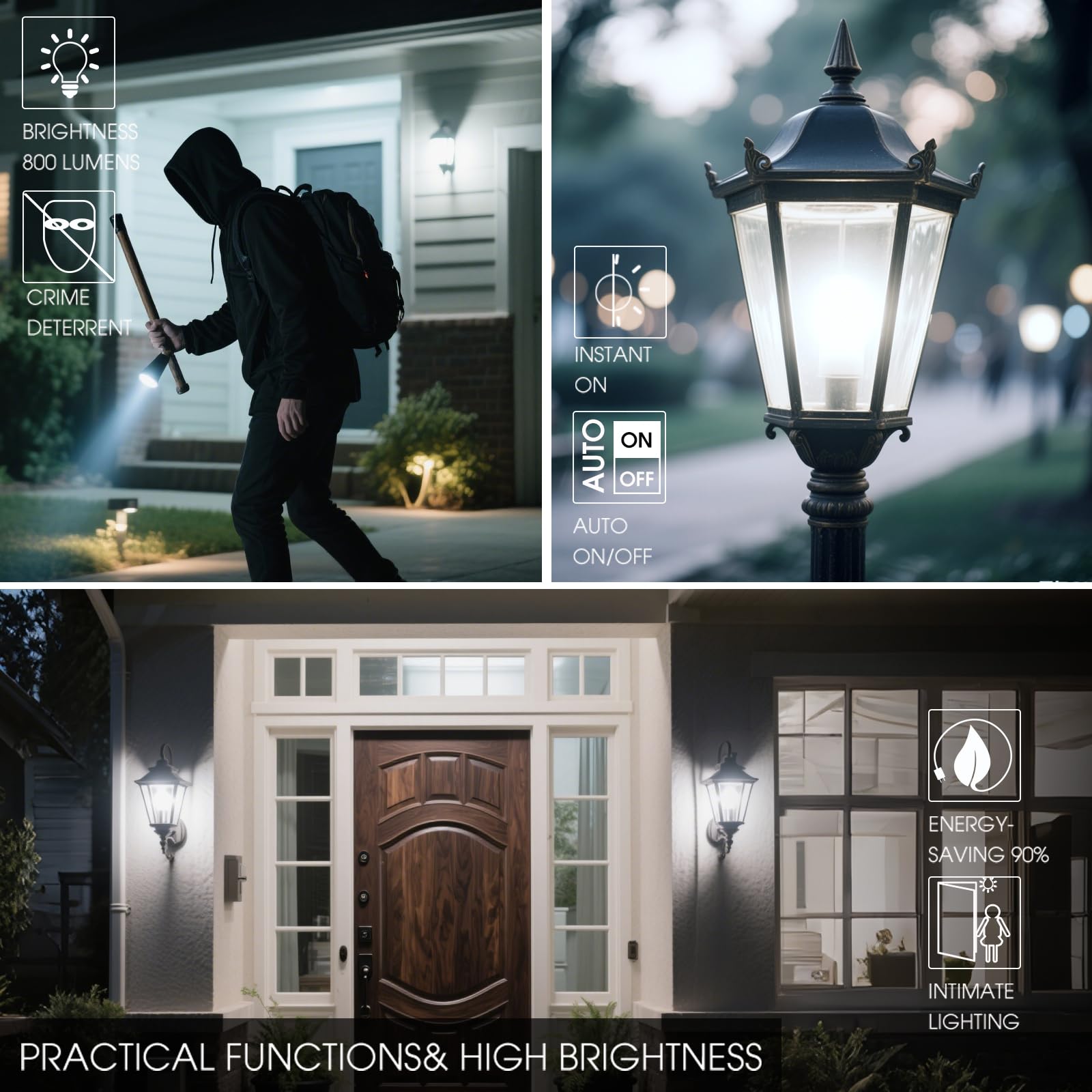 Dusk To Dawn Led Outdoor Light Bulb, 75 Watt Equivalent, 9W 1100 Lumens, 5000K Daylight Led Light Bulbs, E26 Base, Automatic On/
