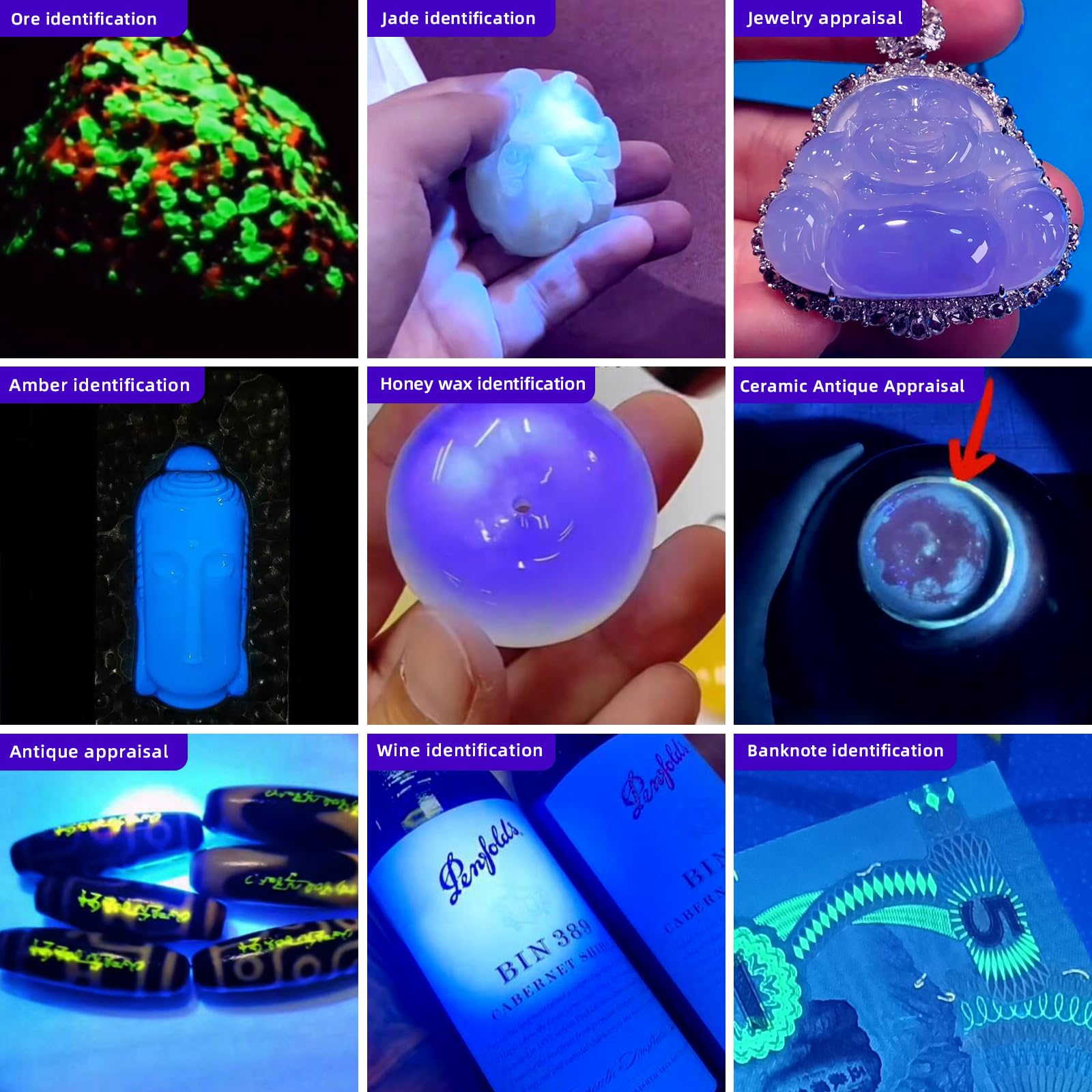 Lightfe Blacklight 365Nm Uv Flashlight With High Power Output, Pure Beam For Uv Glue Curing Light, Rock And Mineral Fluorescent