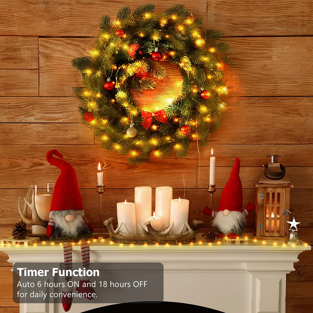 Kepstars 16.5Ft Battery Operated String Lights (4 Pack), 50 Led Fairy String Lights Battery Powered With Remote & Timer For Indoor Outdoor Christmas Trees Wreath Decoration Bedroom Patio - Warm White