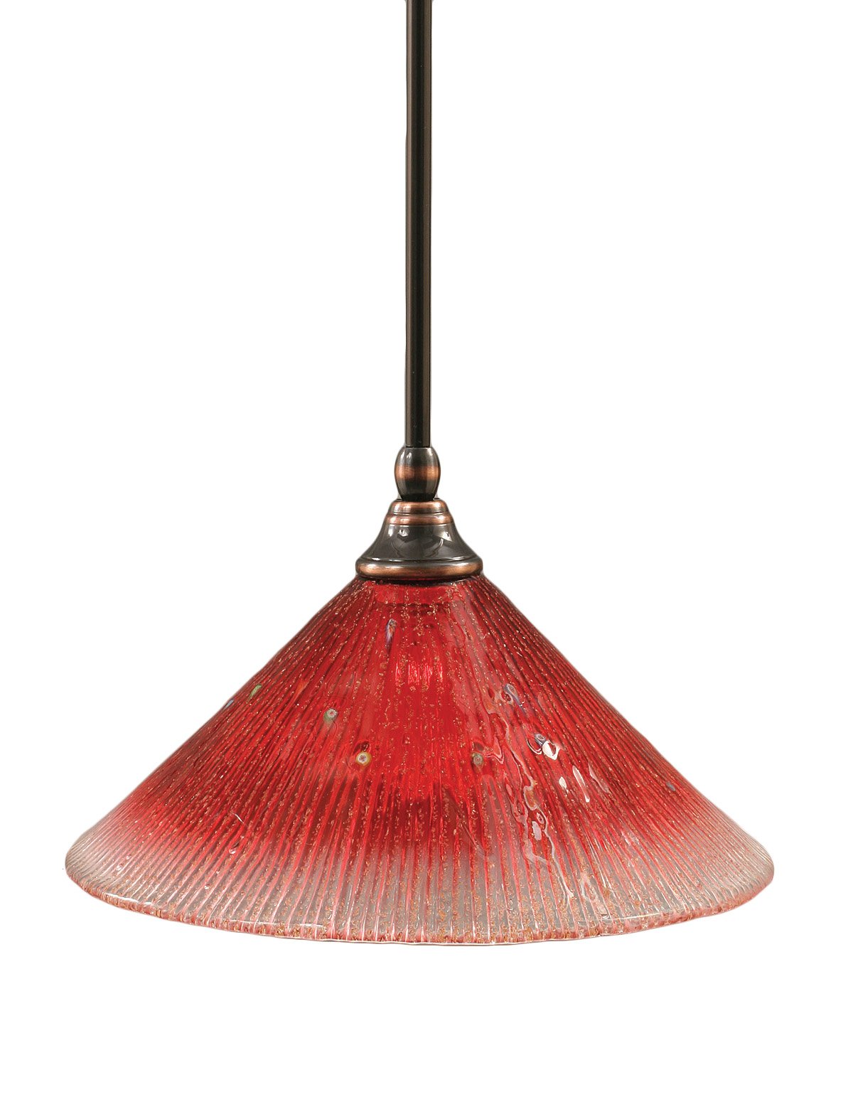 Toltec Lighting 23-Bc-706 Stem Mini-Pendant Light Black Copper Finish With Raspberry Crystal Glass, 12-Inch