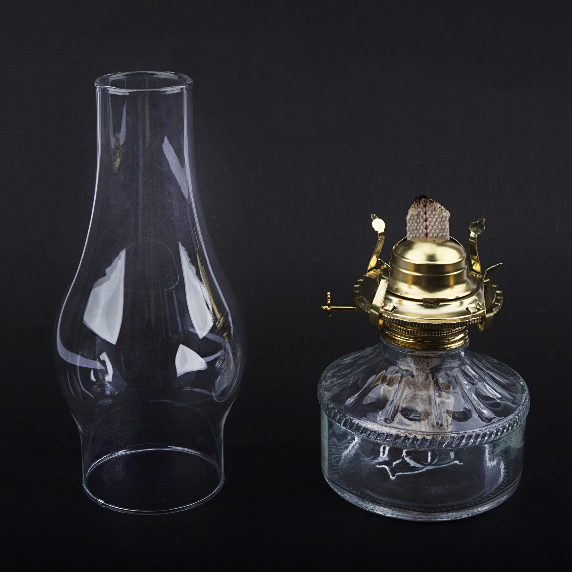 RAHATA Oil Lamp Chimney Hurricane Lamp Glass Replacement Clear 3 Inch Base for Kerosene Lamp Shade(Flat Style 2P)