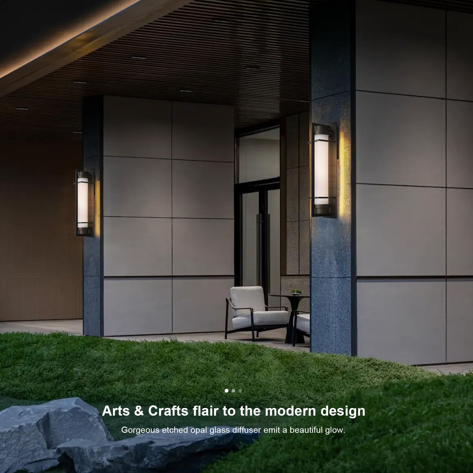 Alvime Outdoor Wall Sconce - Waterproof Black Lantern For Entryway, Patio, Garage, E26 Base