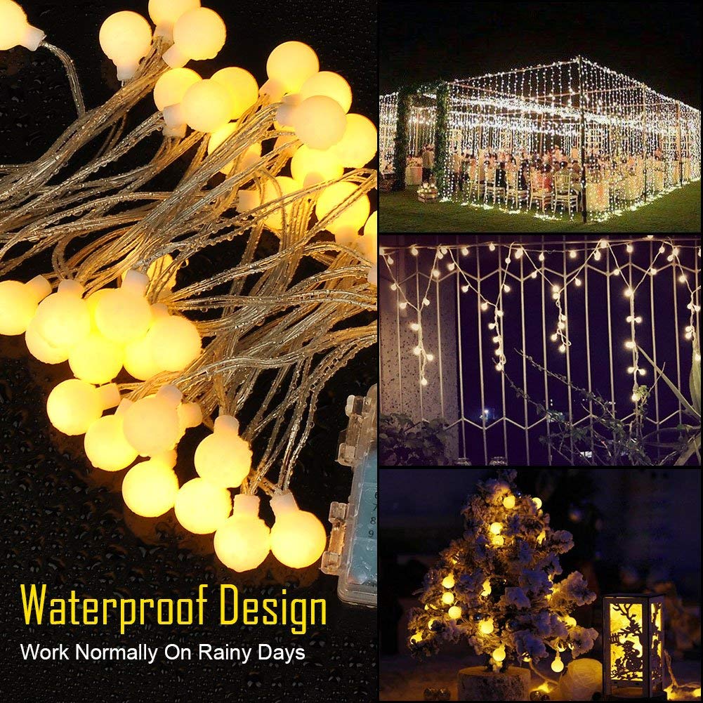YoTelim Globe Fairy String Lights, Battery Operated, Warm White, 40 LED, 19.7FT, 2 Pack, Waterproof, Remote Control