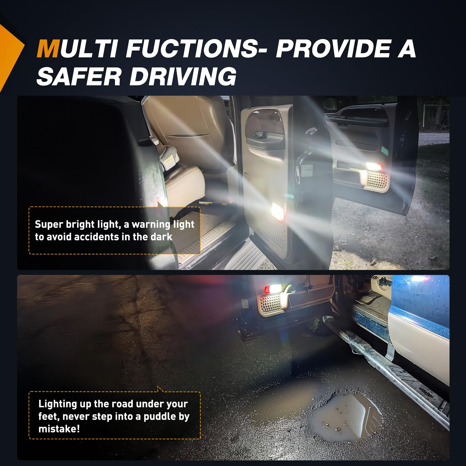 Nilight LED Interior Door Panel Lights - 2PCS Courtesy Warning Lights, Red/White for Ford F250 F350 F450 F550 Super Duty 1999-2007