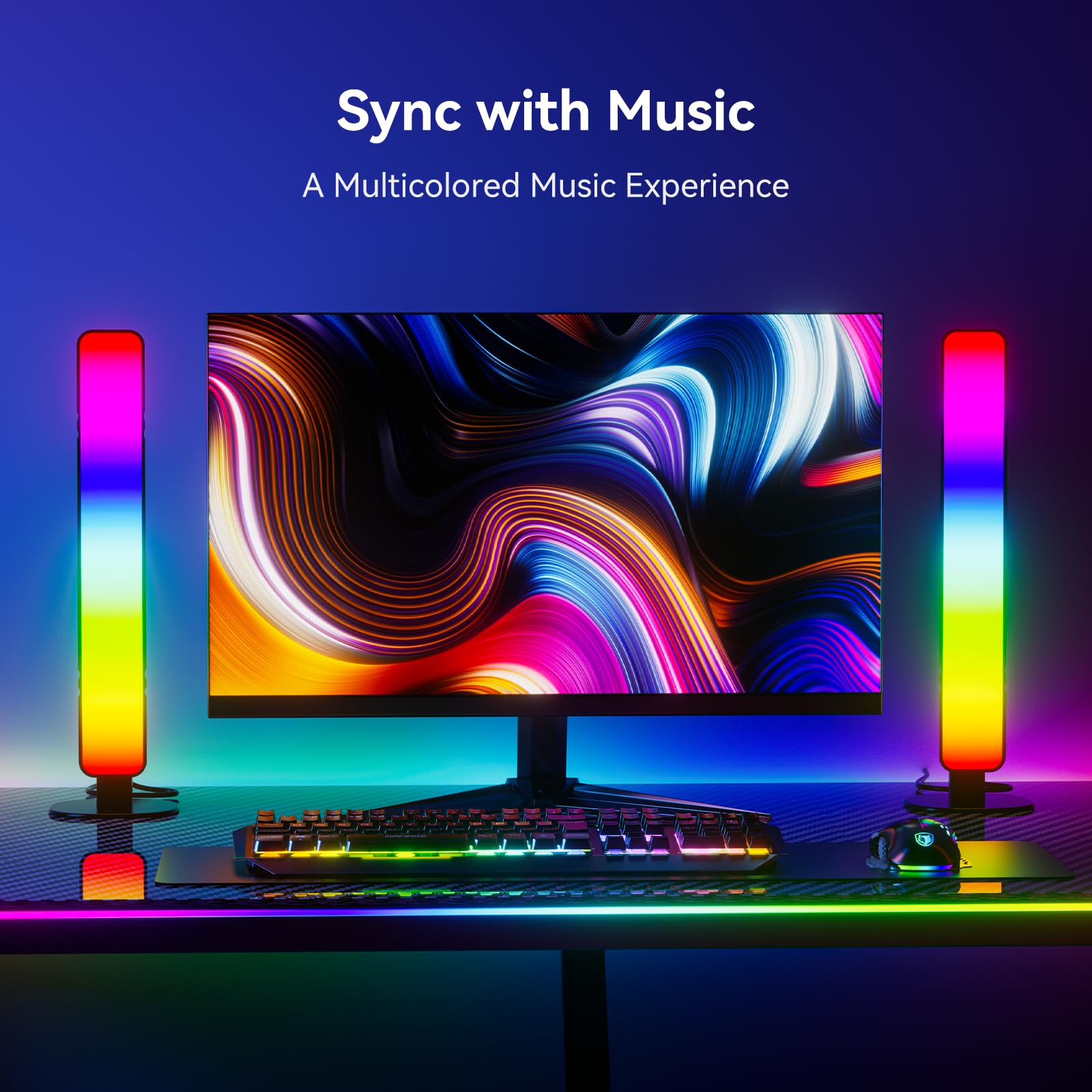 Mictul Led Light Bar, Music Sync Rgb Light Bar, Usb Ambient Lamp, Color Changing Gaming Tv Backlight With Remote Control, 15 Dyn