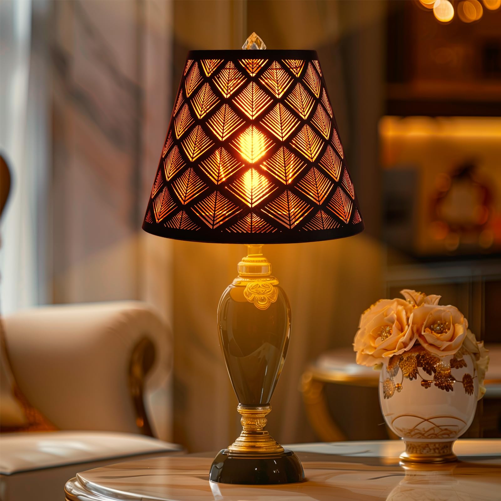 Metal Small Lamp Shade Etched Arrows 5'' Top X 9'' Bottom X 7'' High, Alucset Small Lampshade, Table Lamps Replacement Shade, Sp