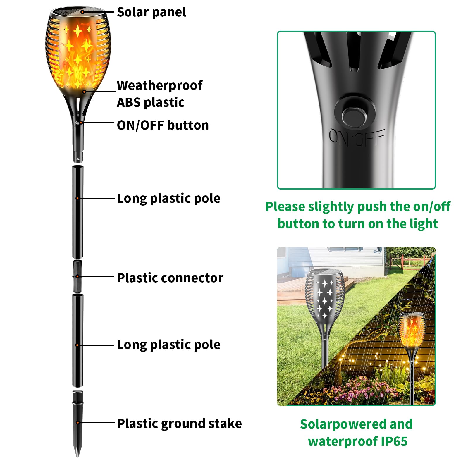 Youngpower 43'' Large Solar Torch Lights Flickering Flames Torches, Waterproof Outdoor Flame Decoration Lighting For Yard Drivew