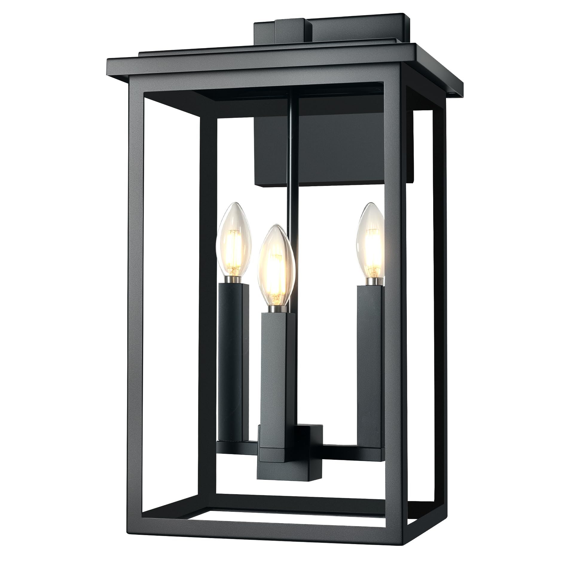 ZSMAIKU Modern Outdoor Wall Lights Large Exterior Wall Sconce Black Porch Light Fixture Outdoor House Lights Wall Mount Waterproof Outside Light For Garage Front Door With Thick Clear Glass E12 1 Pack