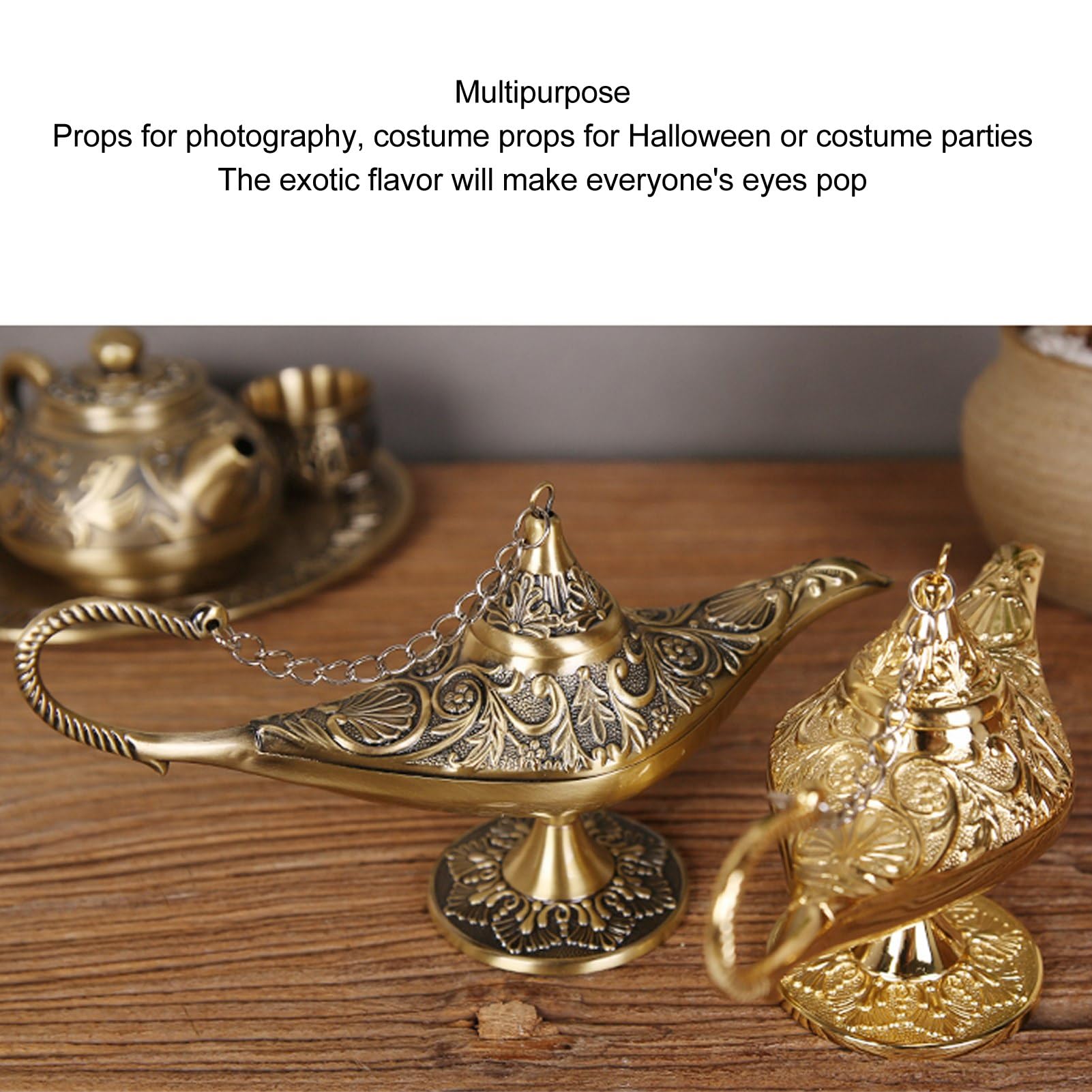 Zerodis Legend Lamp Magic Genie Wishing Light, Bronze Zinc Alloy Arabian Ornament, Vintage Design